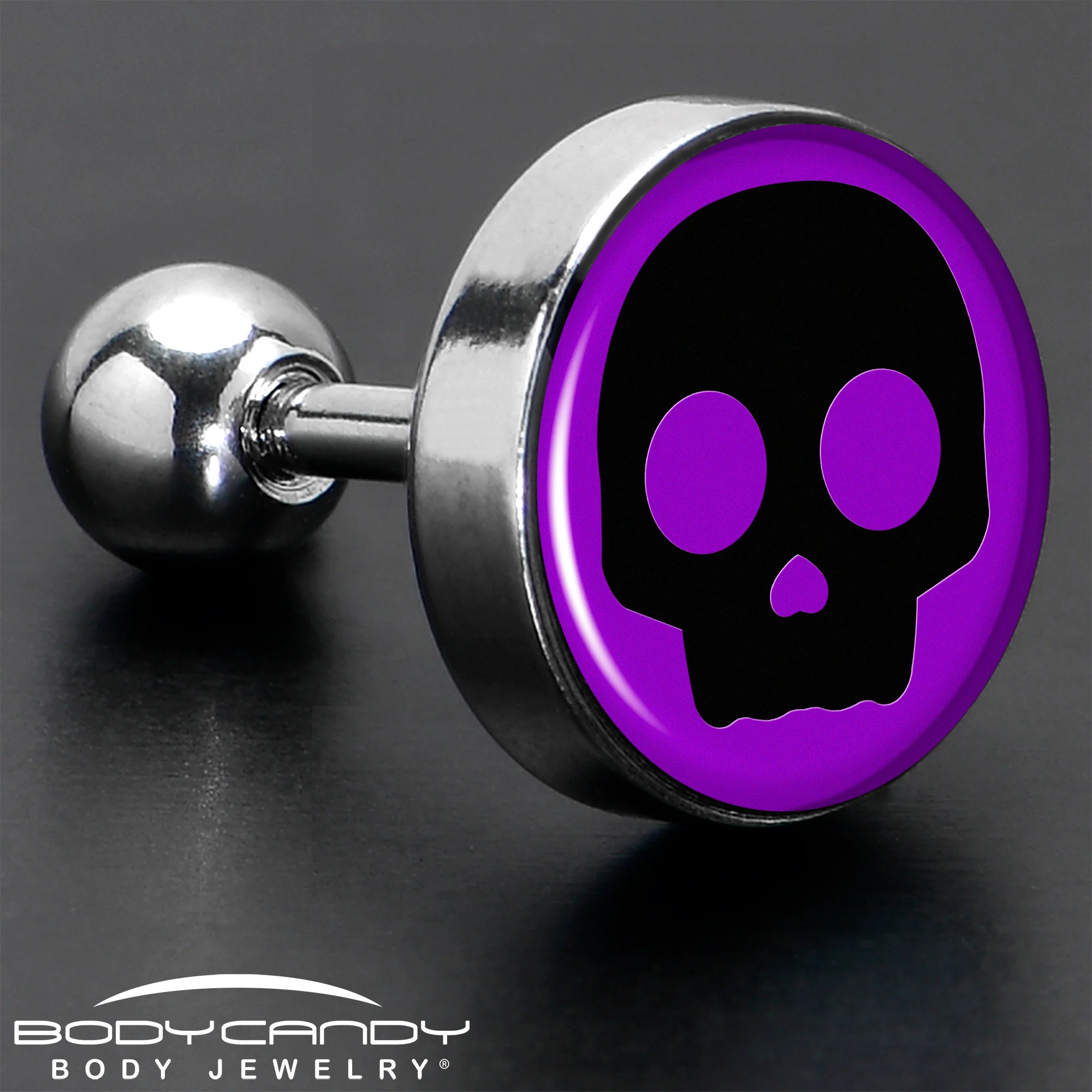 16G 1/4 Purple Black Simple Skull Tragus Cartilage Earring by Onyx O - Image 7