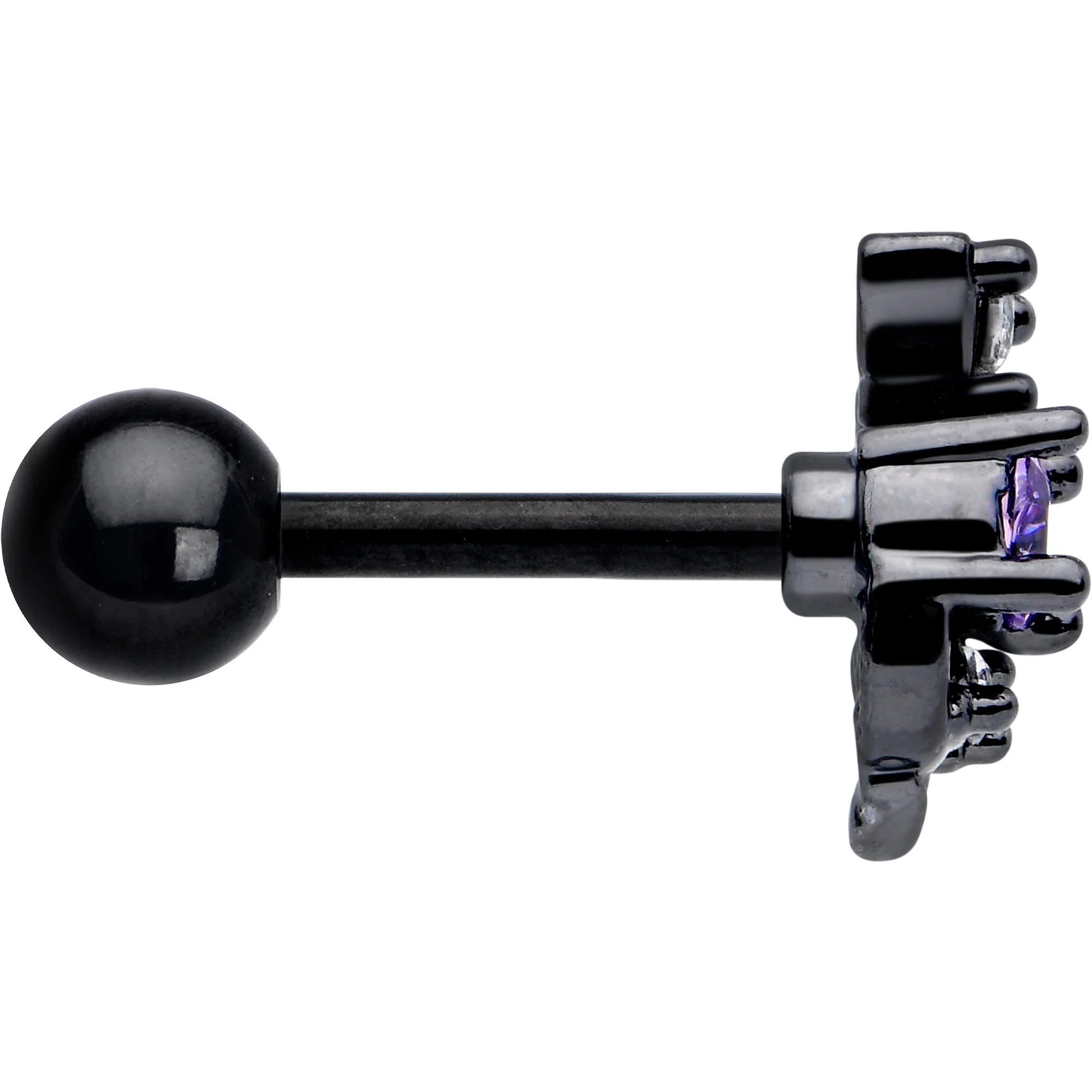 16G 1/4 Purple CZ Gem Black Twining Vine Cartilage Tragus Earring - Image 4