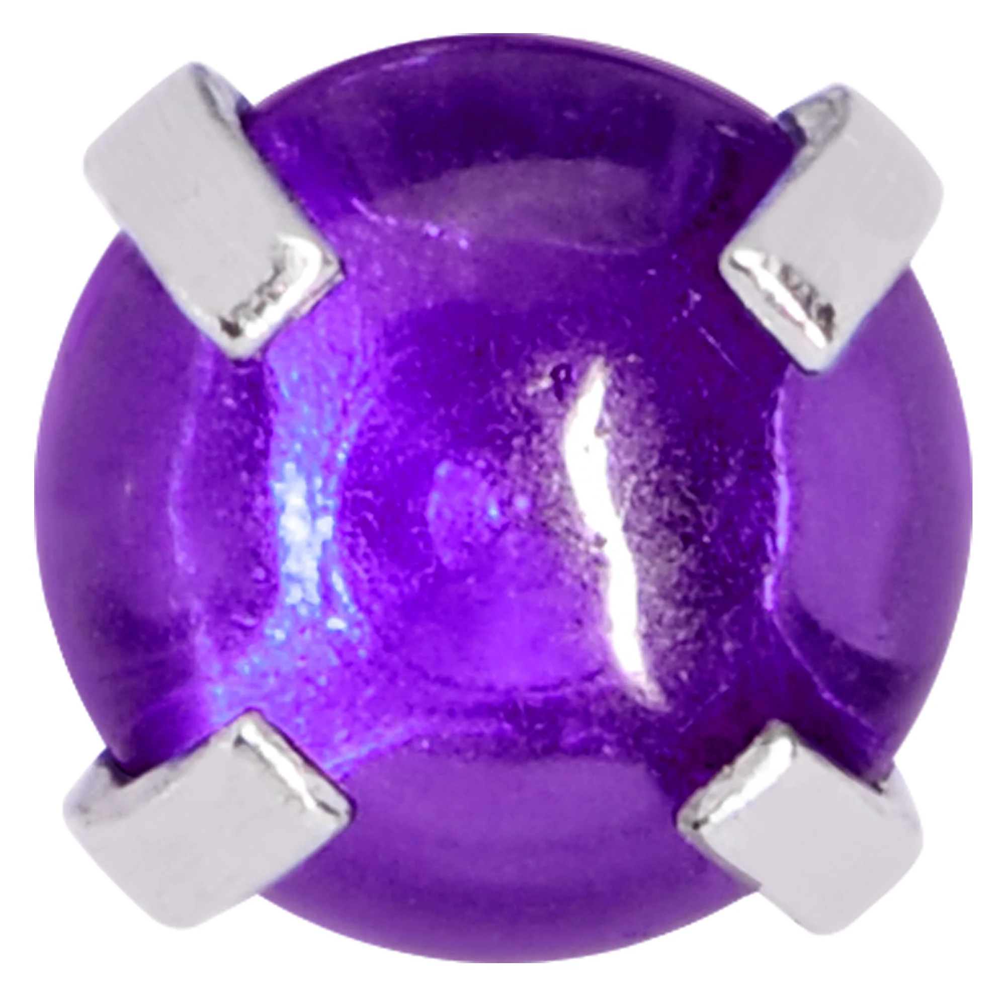 16G 1/4 Purple CZ Gem Smooth Hemisphere Cartilage Tragus Earring - Image 4