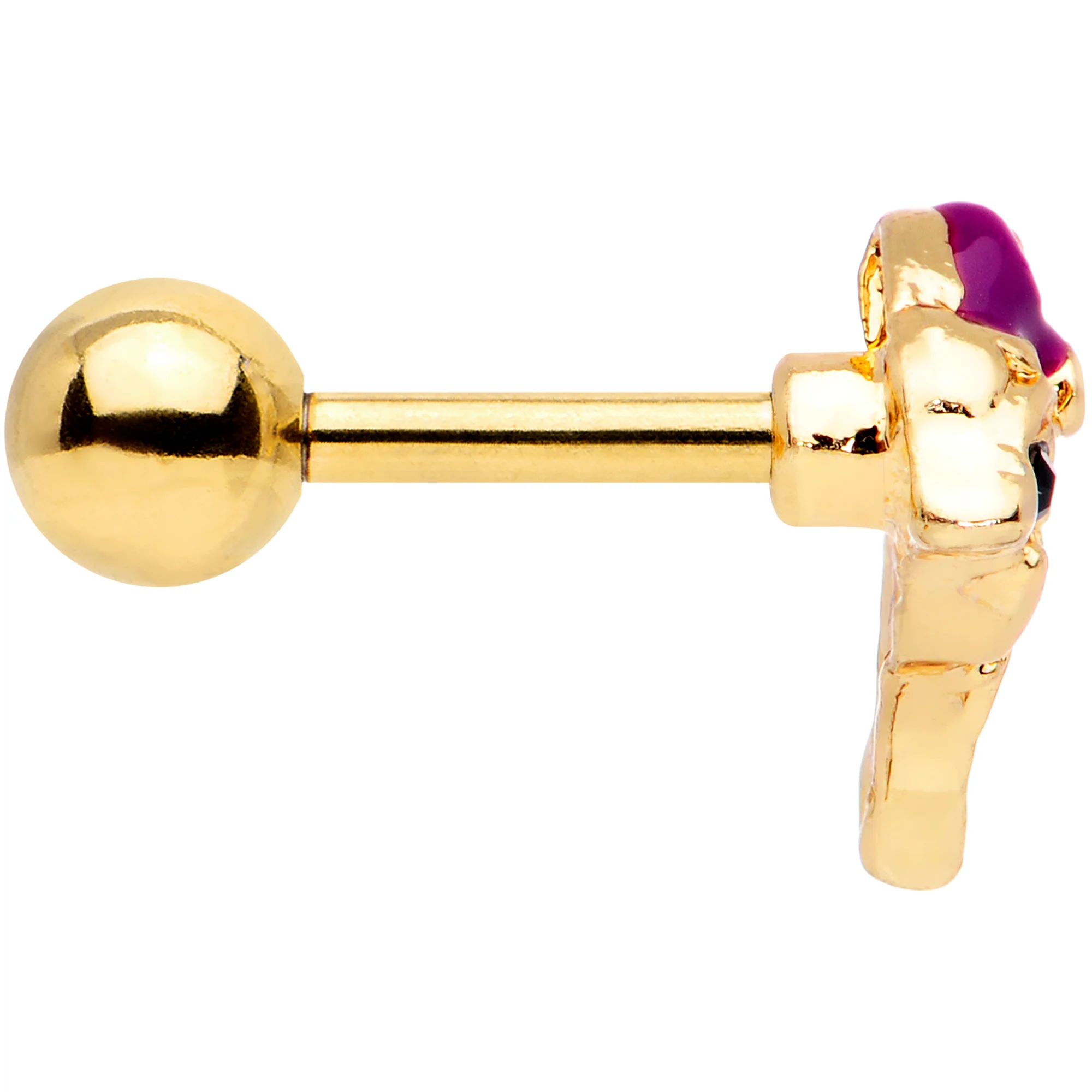 16G 1/4 Purple Gem Gold Tone Dainty Dolphin Cartilage Tragus - Image 3