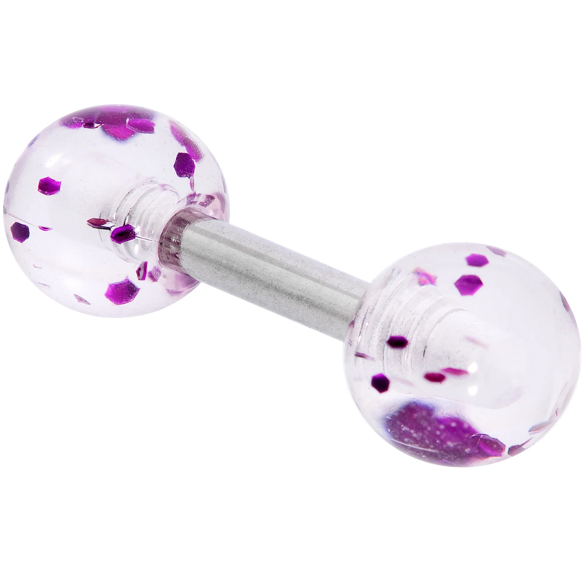 16G 1/4 Purple Splatter Straight Barbell Cartilage Tragus Earring - Image 2