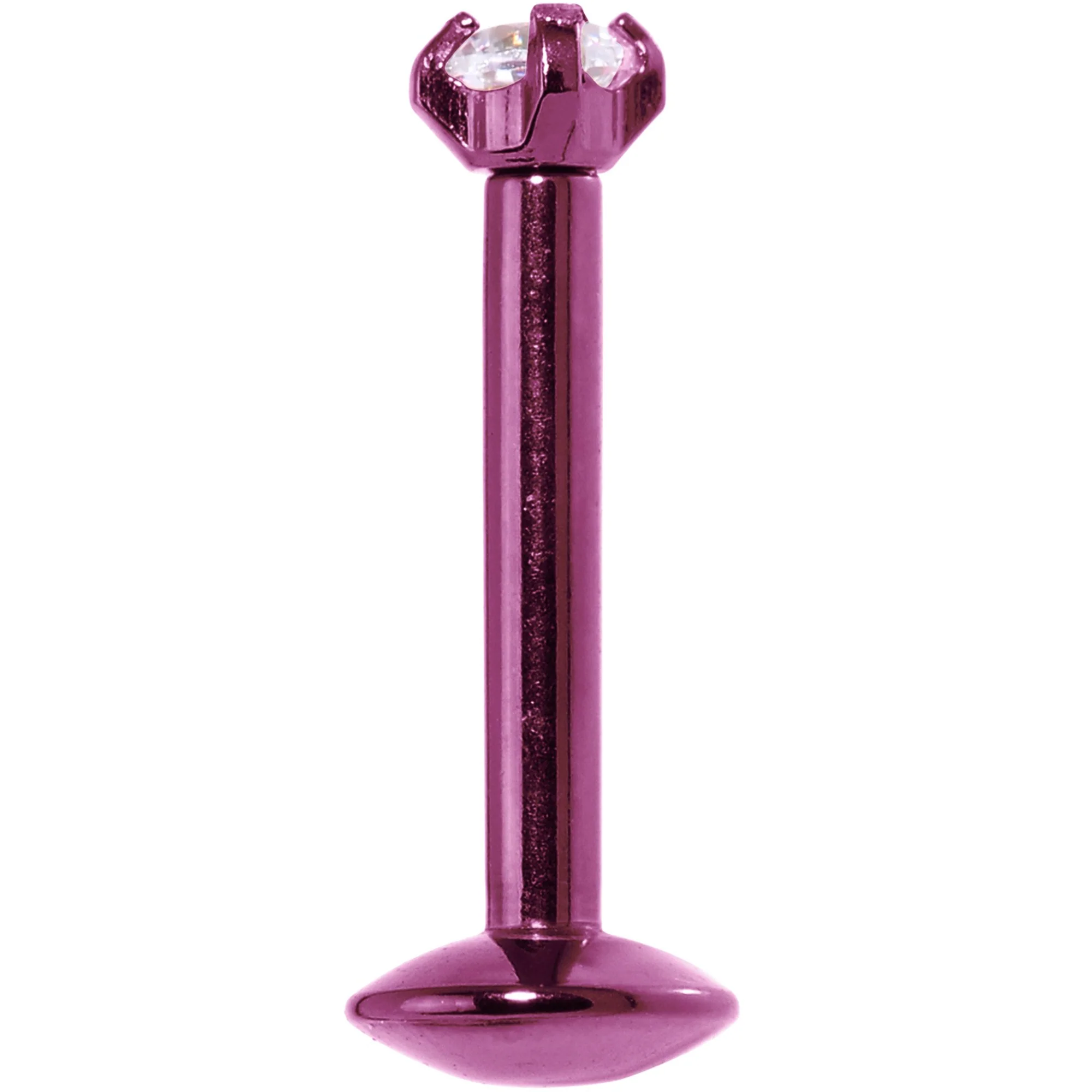 16G 5/16 Purple Titanium Internally Threaded Gem Labret Monroe - Image 2