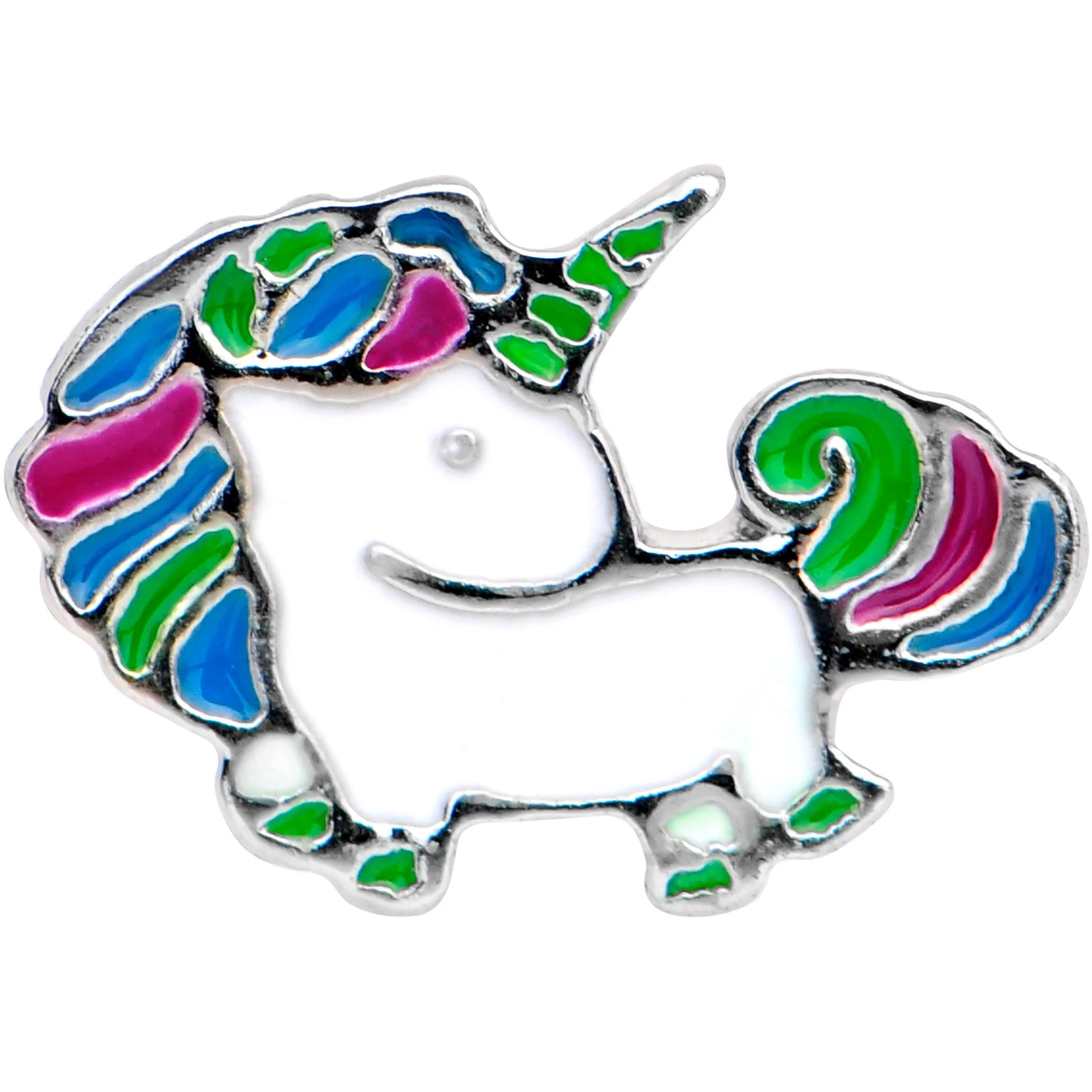 16G 1/4 Rad Rainbow Unicorn Cartilage Tragus Earring - Image 2