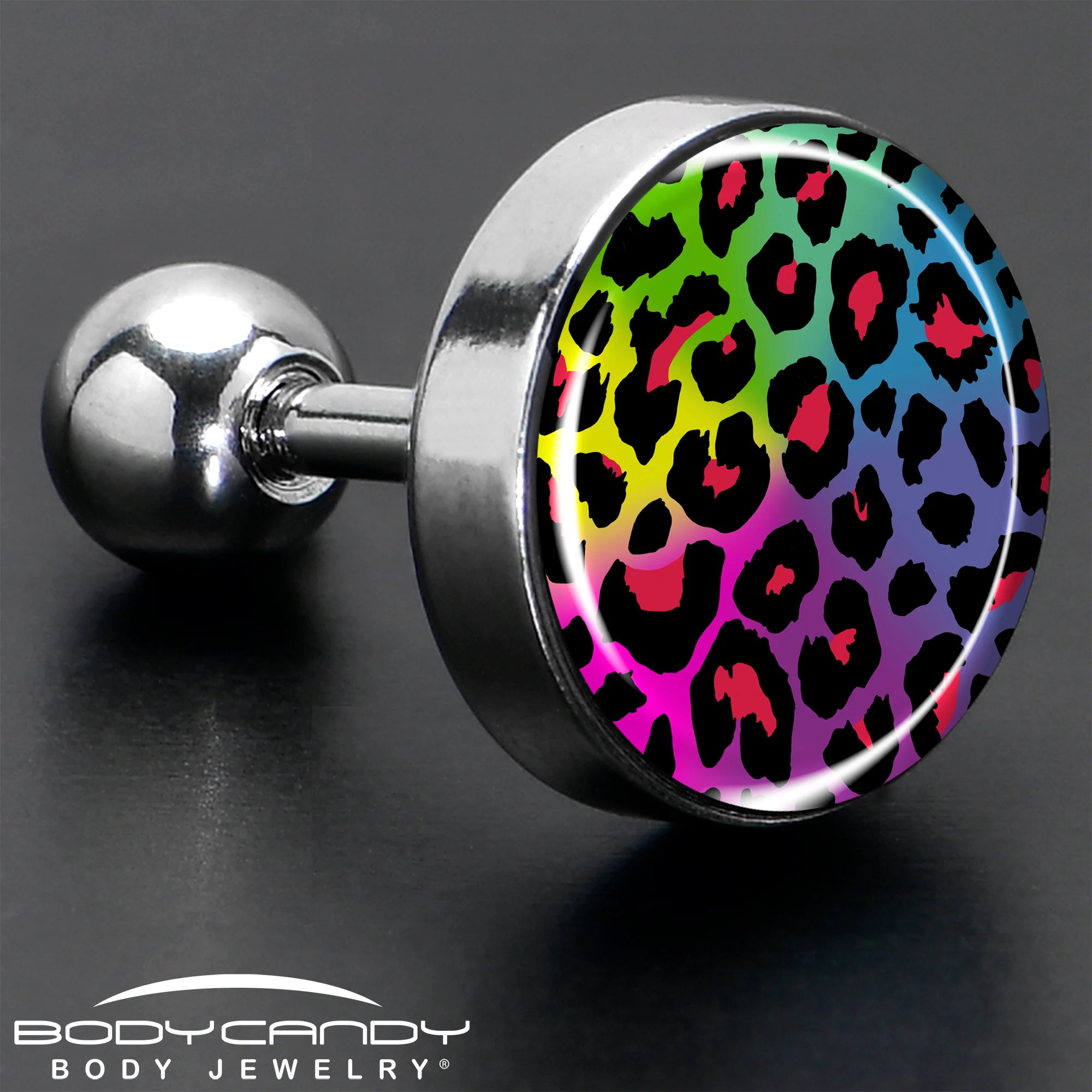 16G 1/4 Rainbow Cheetah Print Cartilage Tragus Earring by Onyx O - Image 7