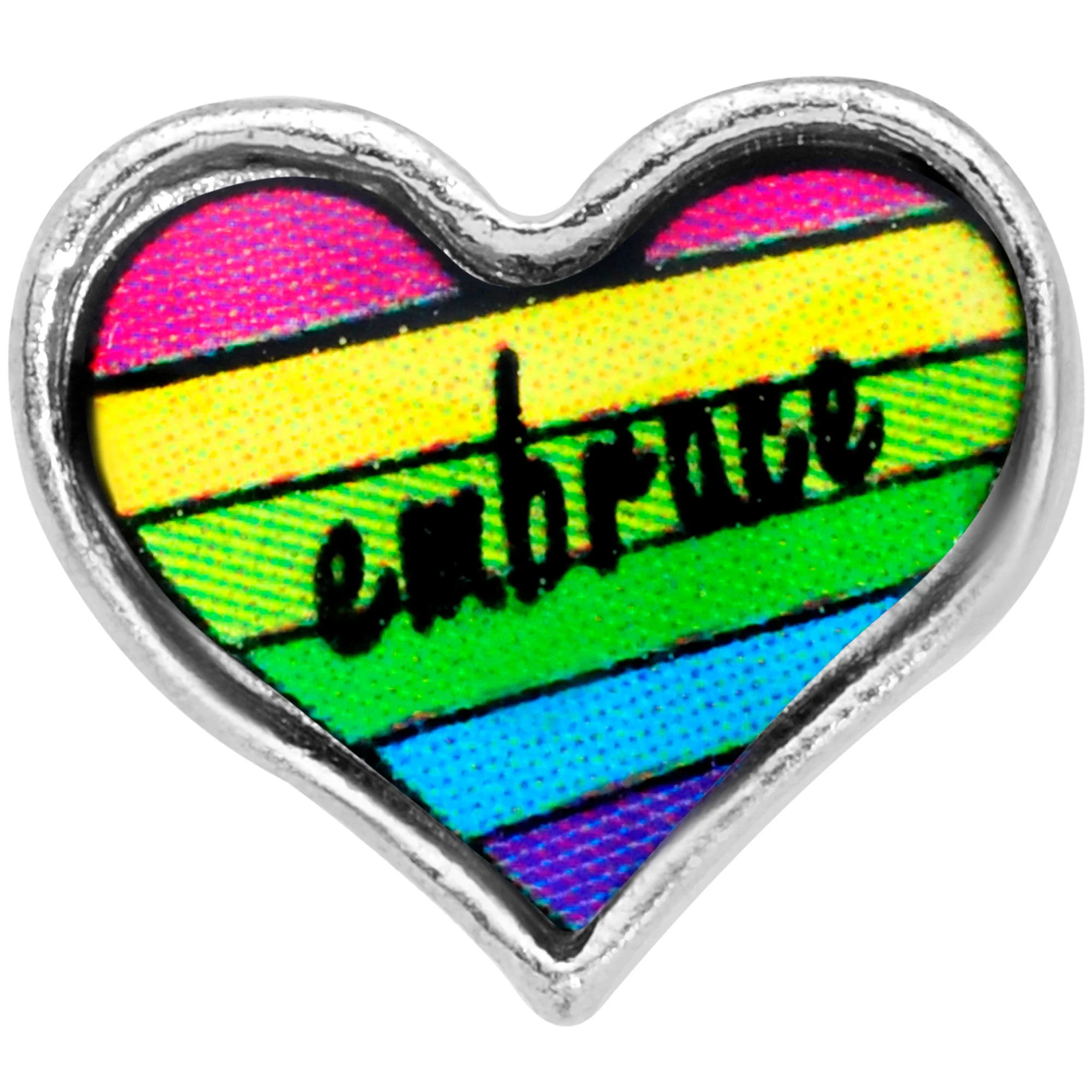 16G 1/4 Rainbow Embrace Pride Heart Cartilage Tragus - Image 2