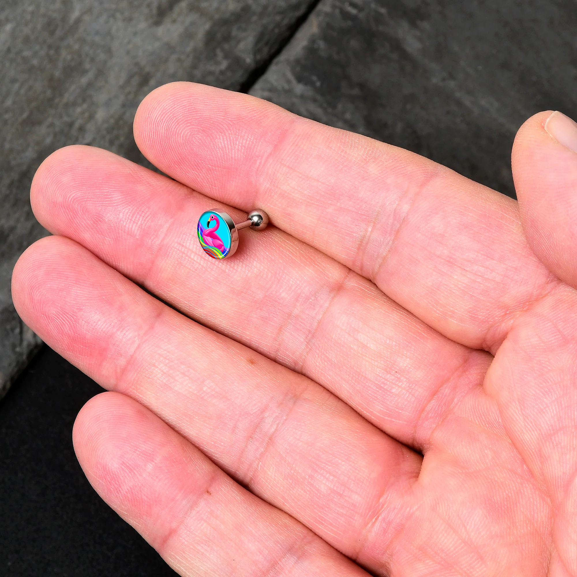 16G 1/4 Rainbow Sea Floating Flamingo Cartilage Tragus Earring by Onyx O - Image 2