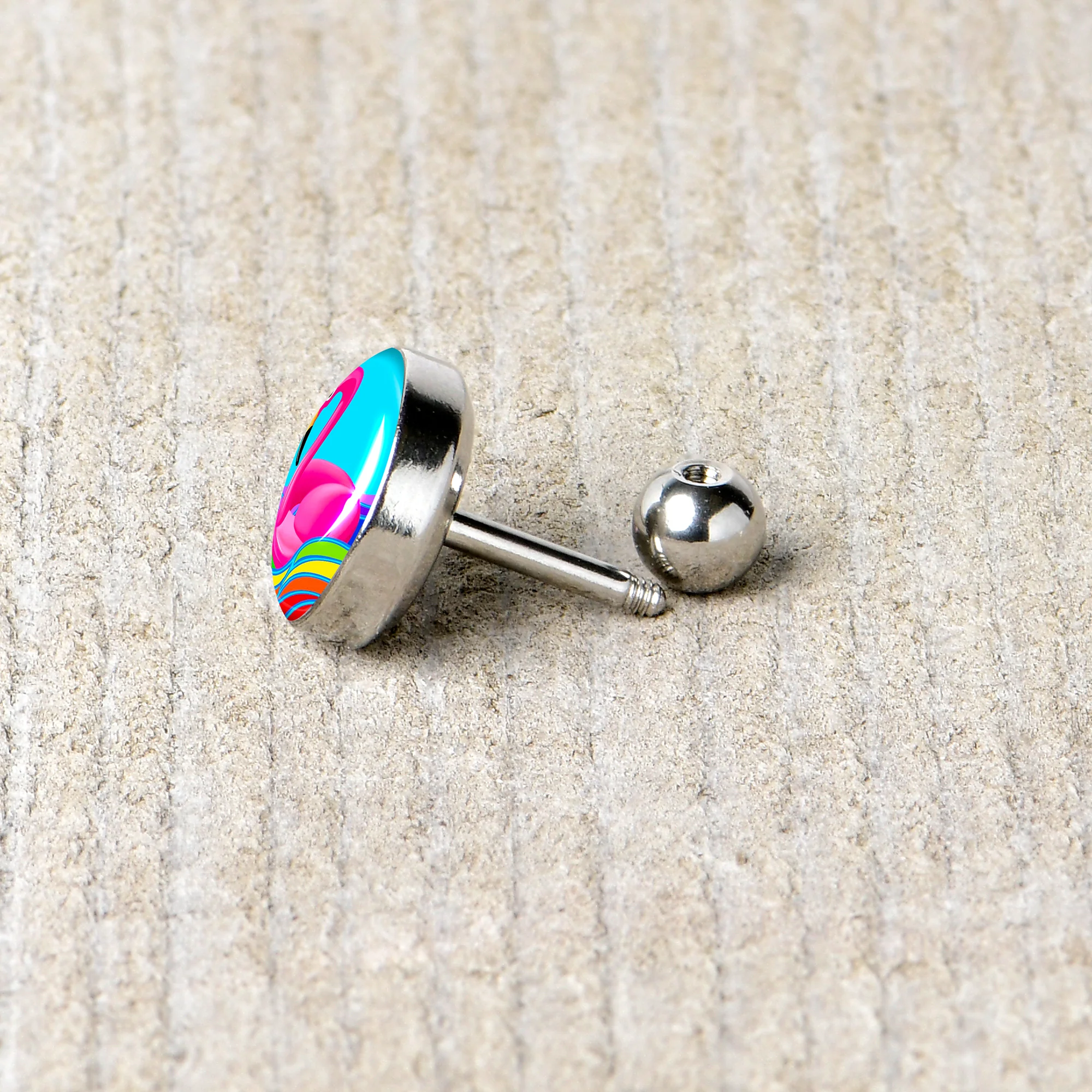 16G 1/4 Rainbow Sea Floating Flamingo Cartilage Tragus Earring by Onyx O - Image 5