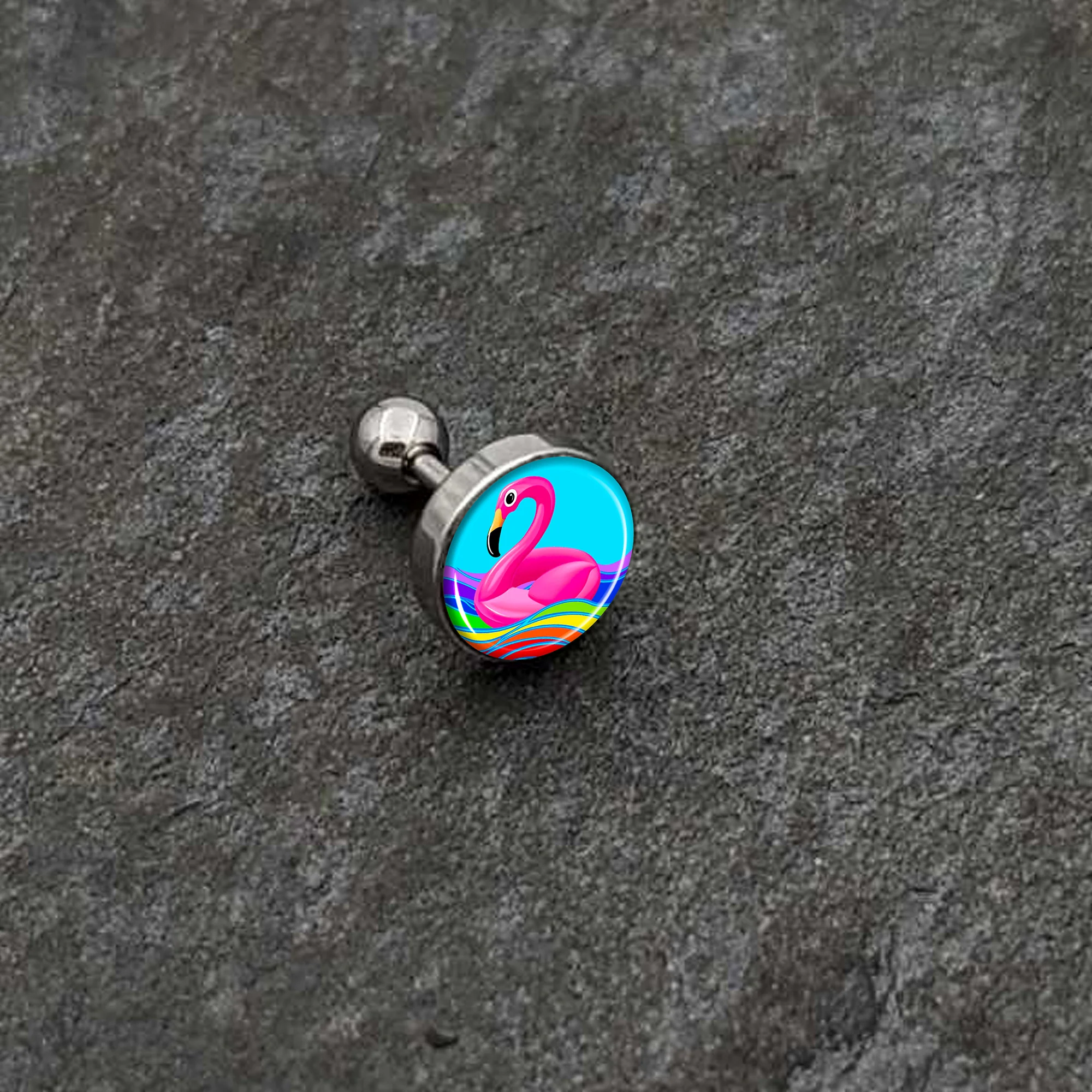 16G 1/4 Rainbow Sea Floating Flamingo Cartilage Tragus Earring by Onyx O - Image 6