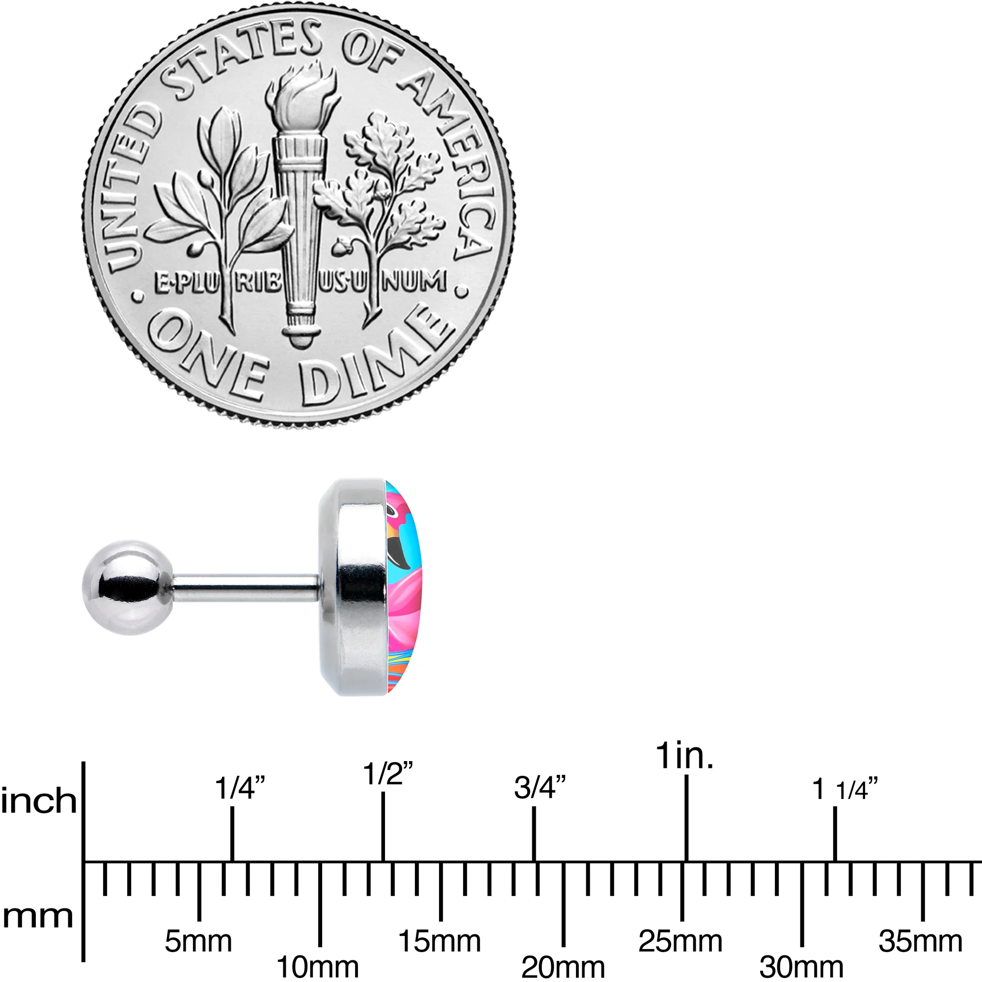 16G 1/4 Rainbow Sea Floating Flamingo Cartilage Tragus Earring by Onyx O - Image 8