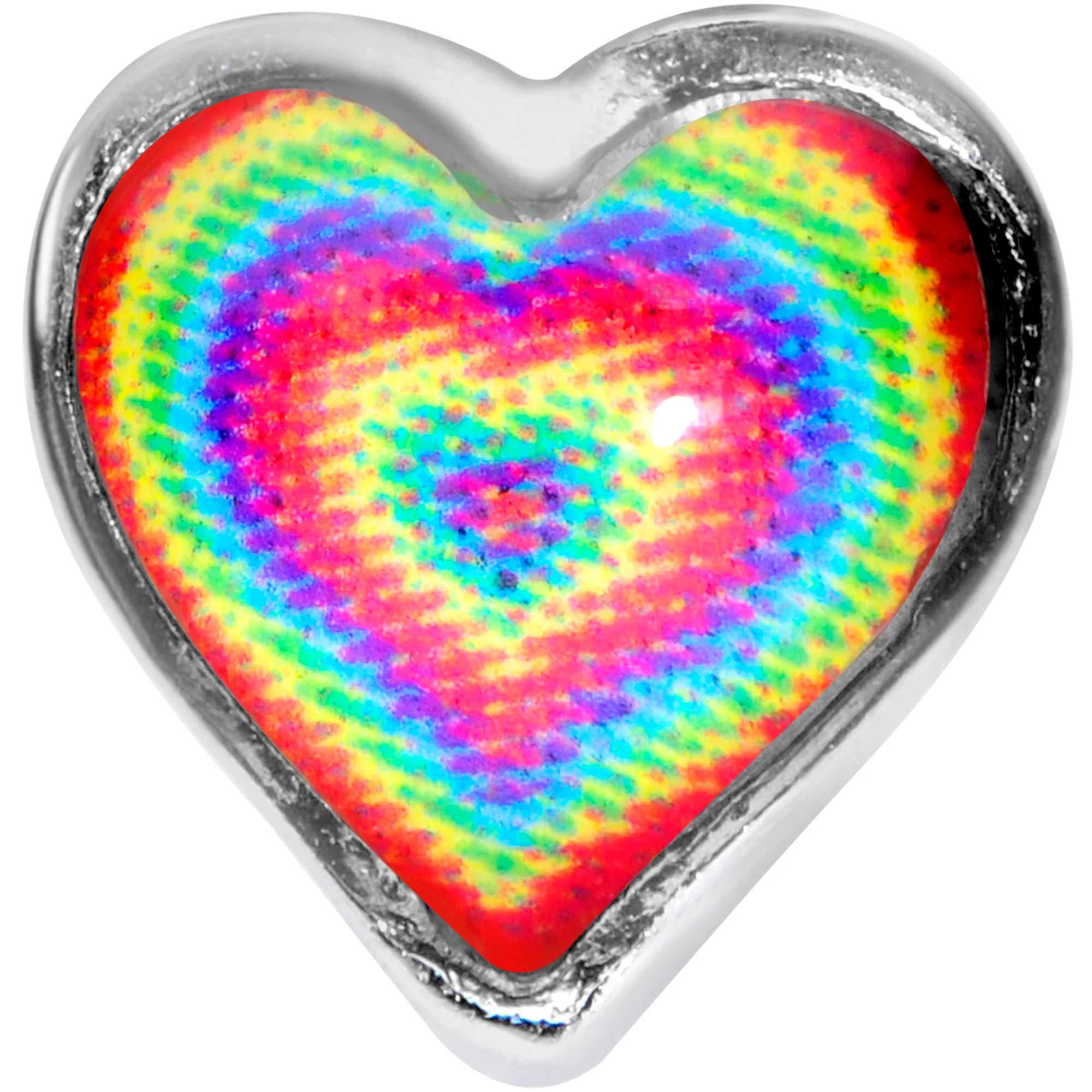 16G 1/4 Rainbow Tie Dye Heart Valentines Day Cartilage Tragus - Image 2