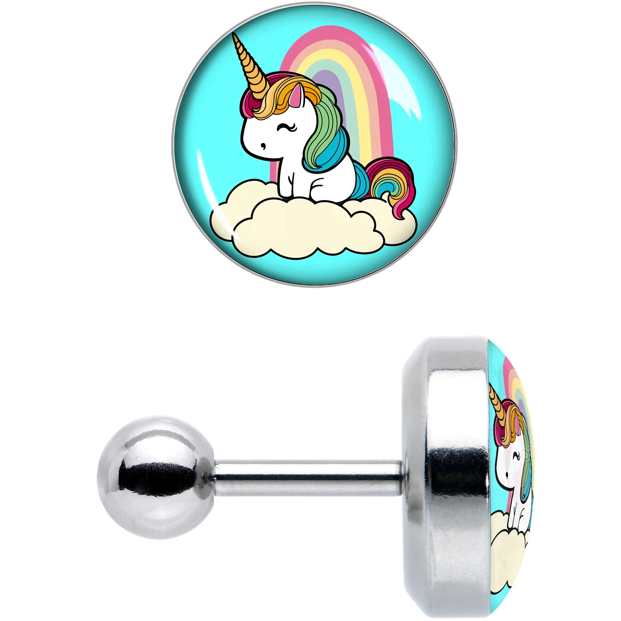 16G 1/4 Rainbow Unicorn Cartilage Tragus Earring by Onyx O - Image 8