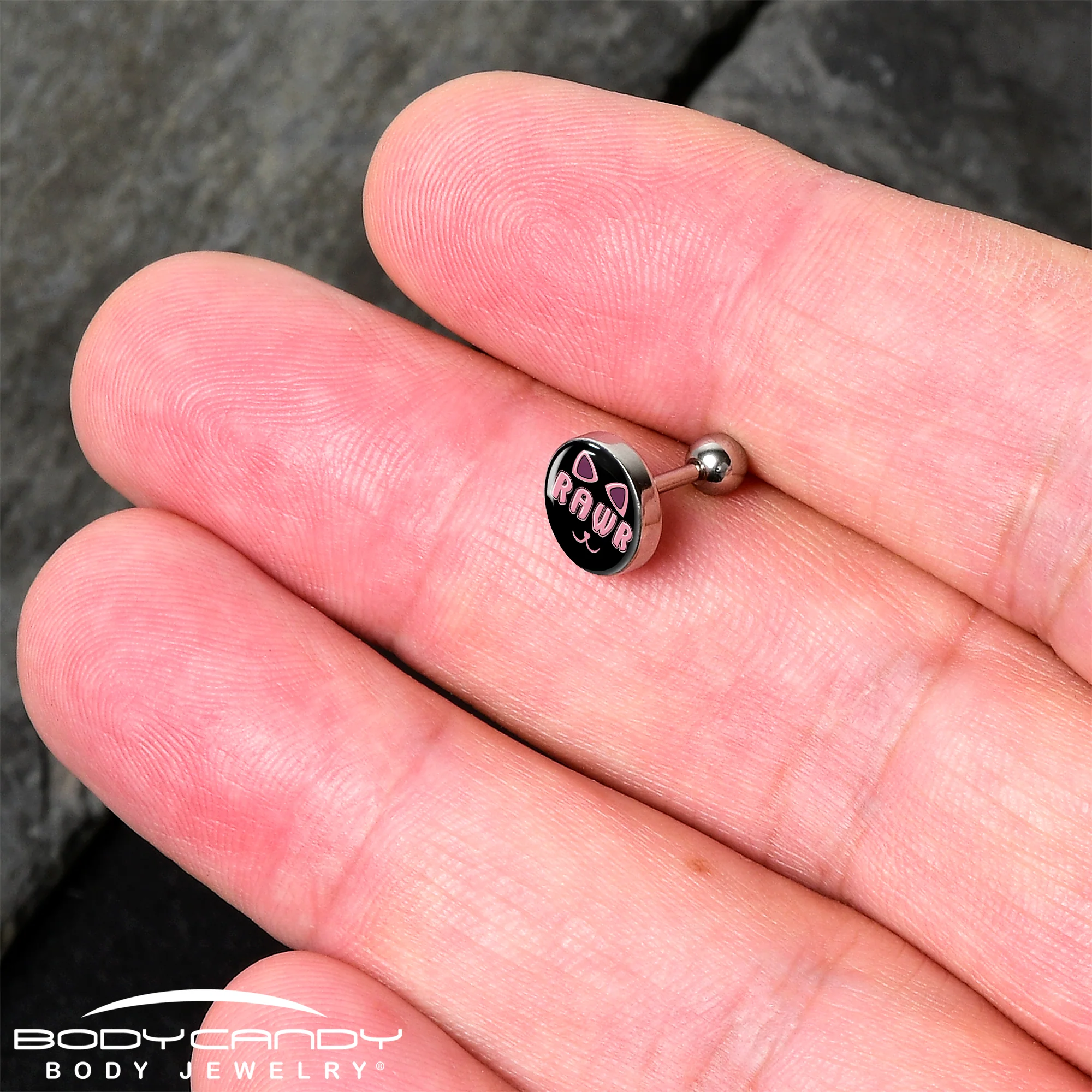 16G 1/4 RAWR Kittly Cat Tragus Cartilage Earring by Onyx O - Image 2