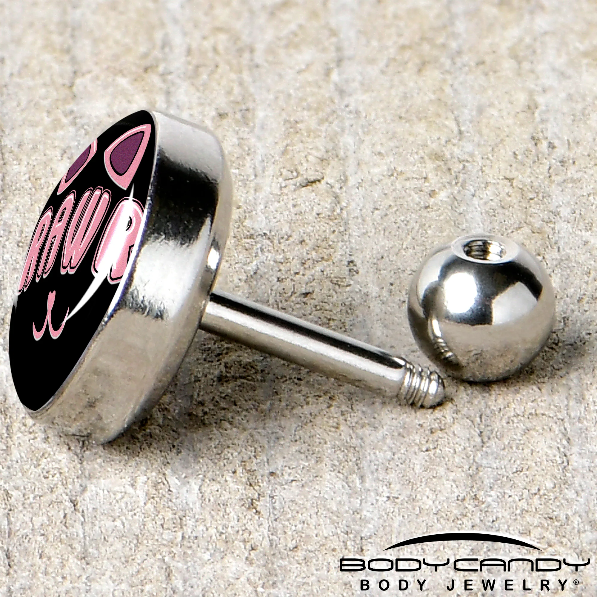 16G 1/4 RAWR Kittly Cat Tragus Cartilage Earring by Onyx O - Image 5