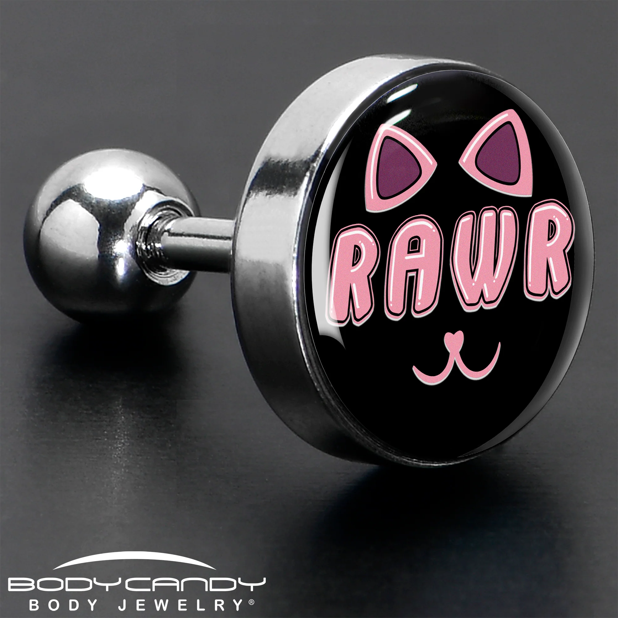 16G 1/4 RAWR Kittly Cat Tragus Cartilage Earring by Onyx O - Image 7