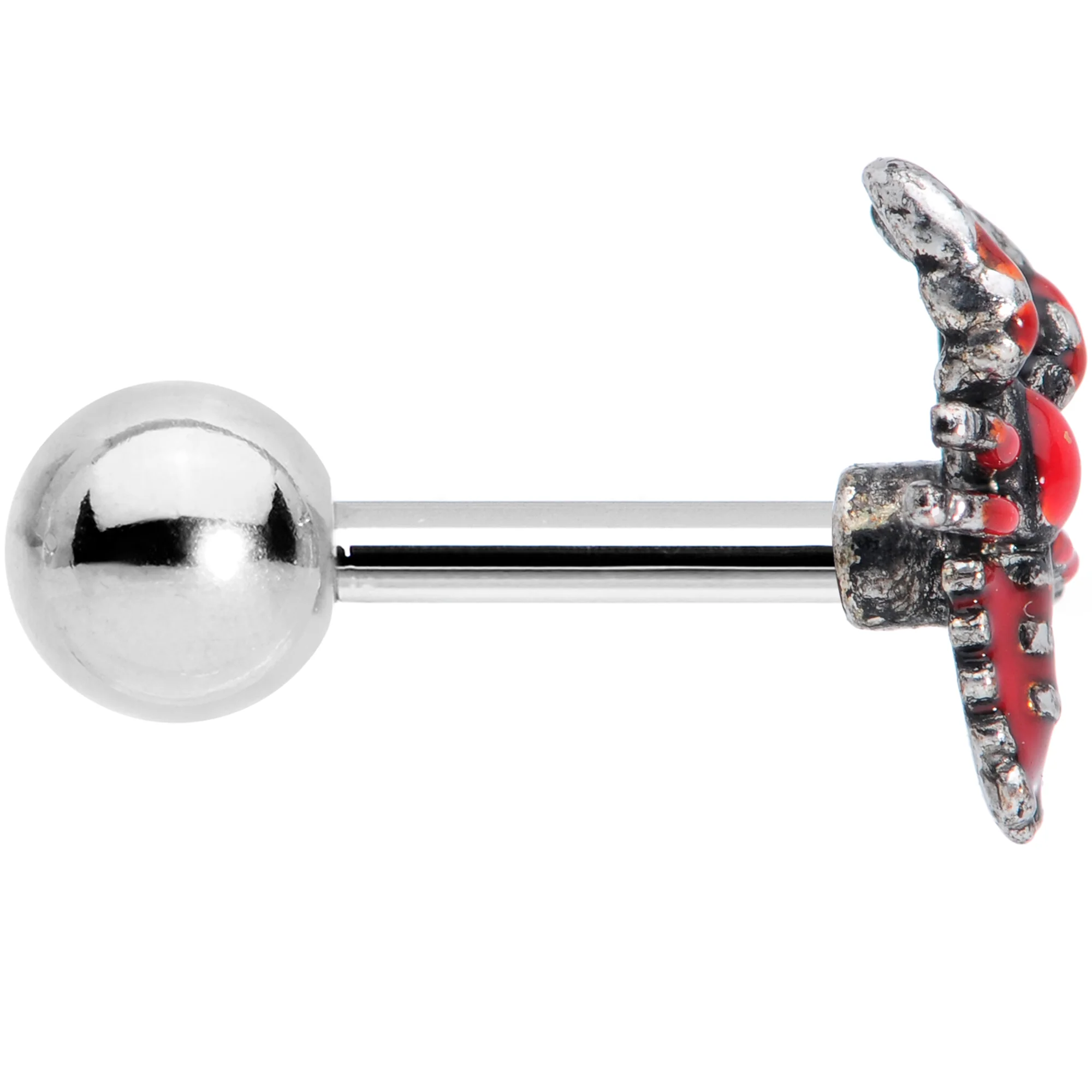 16G 1/4 Red Atlantic Lobster Cartilage Tragus Earring - Image 3