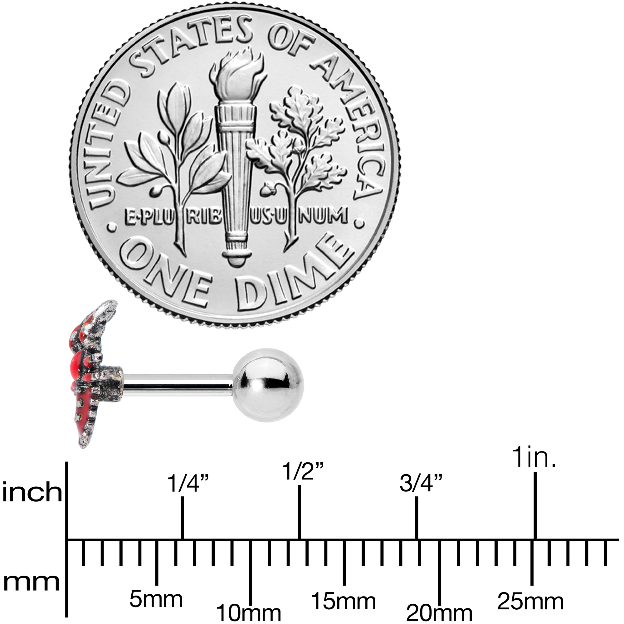 16G 1/4 Red Atlantic Lobster Cartilage Tragus Earring - Image 4