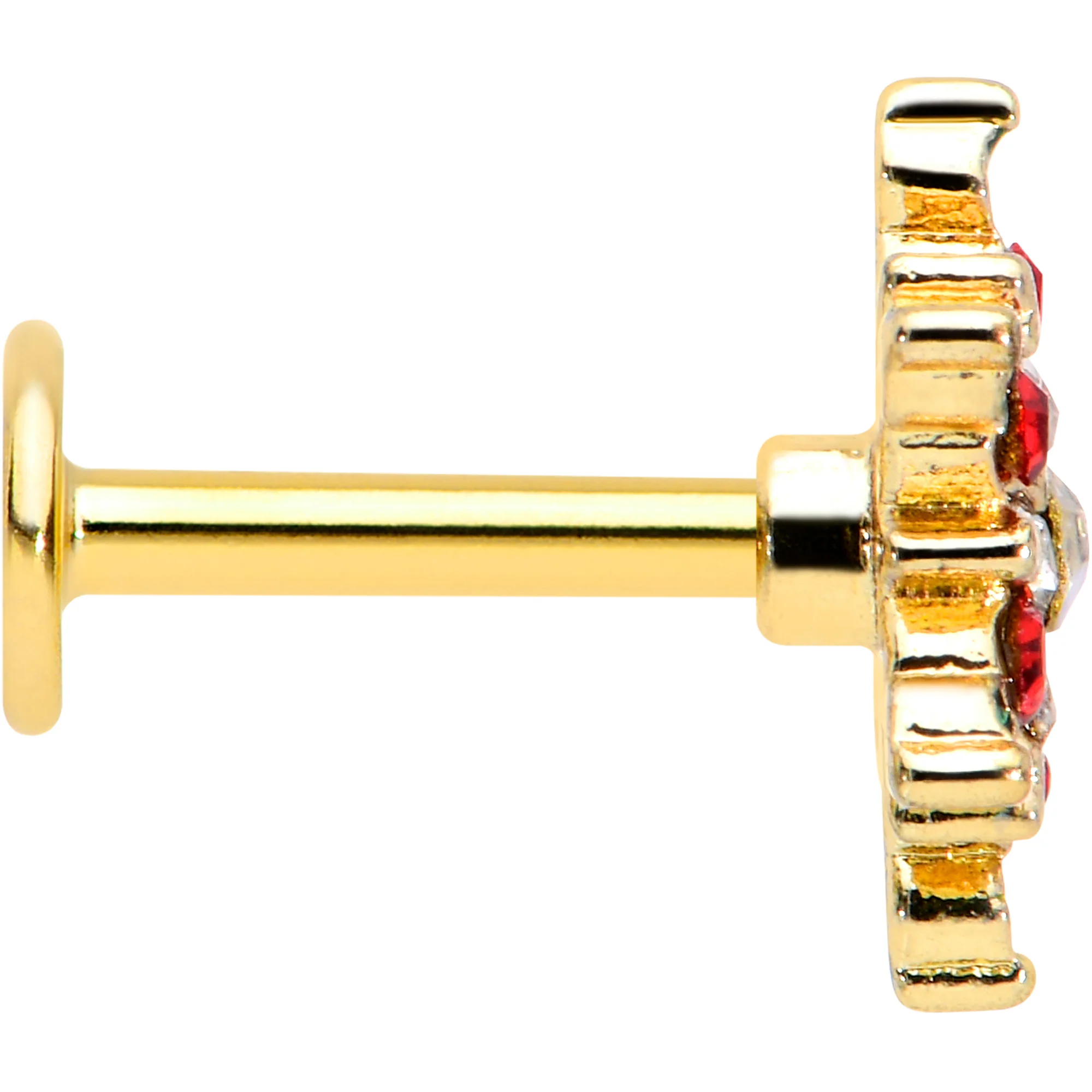 16G 1/4 Red Aurora Gem Gold Tone Christmas Star Labret Tragus - Image 3
