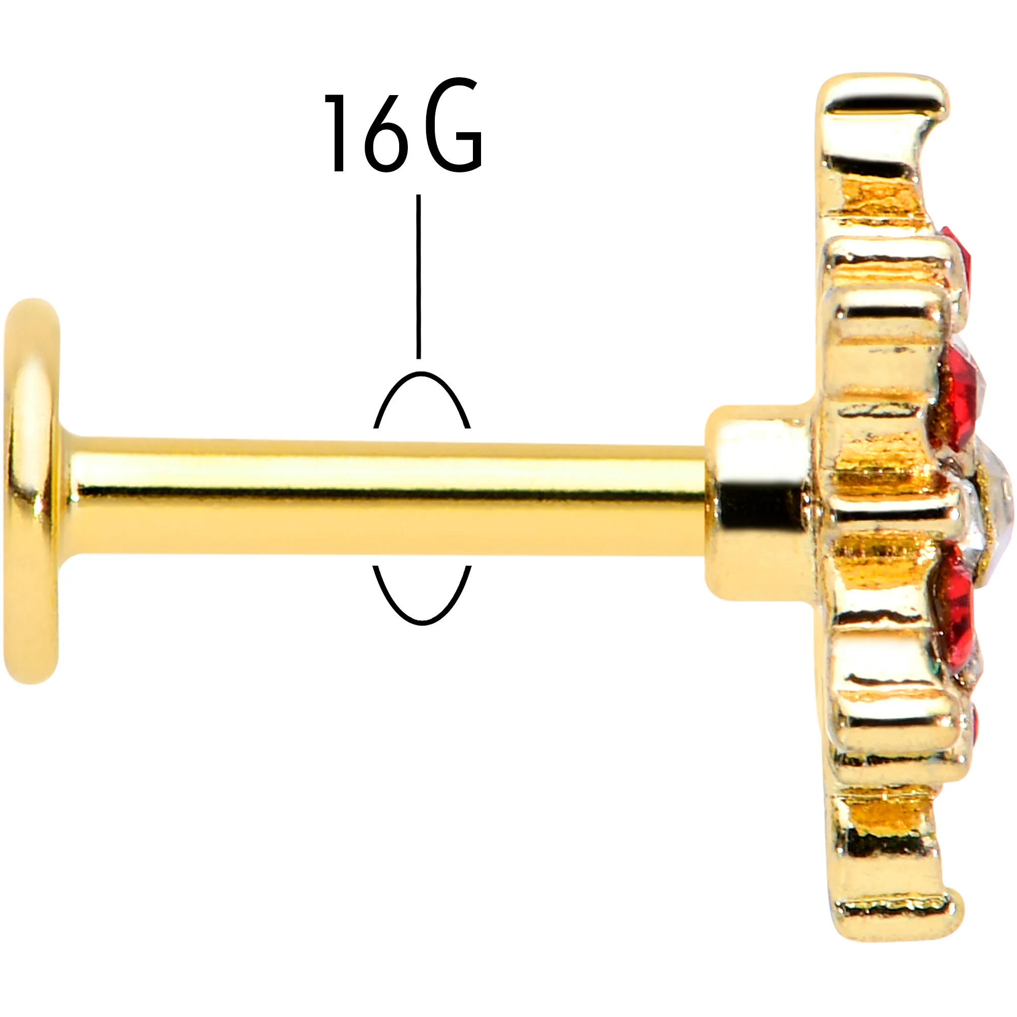 16G 1/4 Red Aurora Gem Gold Tone Christmas Star Labret Tragus - Image 5