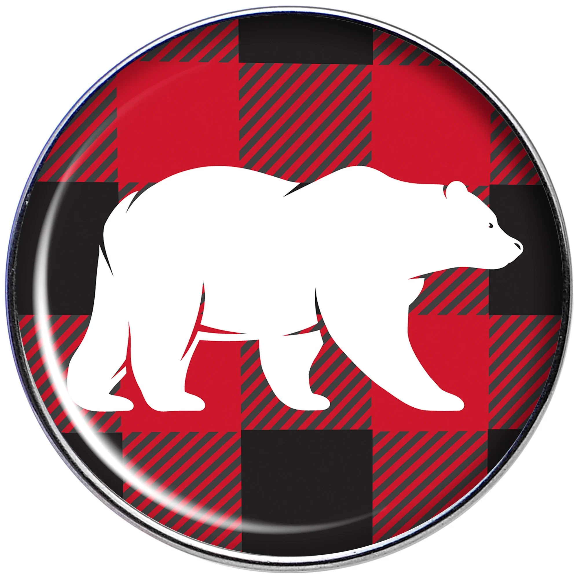 16G 1/4 Red Black Plaid Polar Bear Tragus Cartilage Earring - Image 2