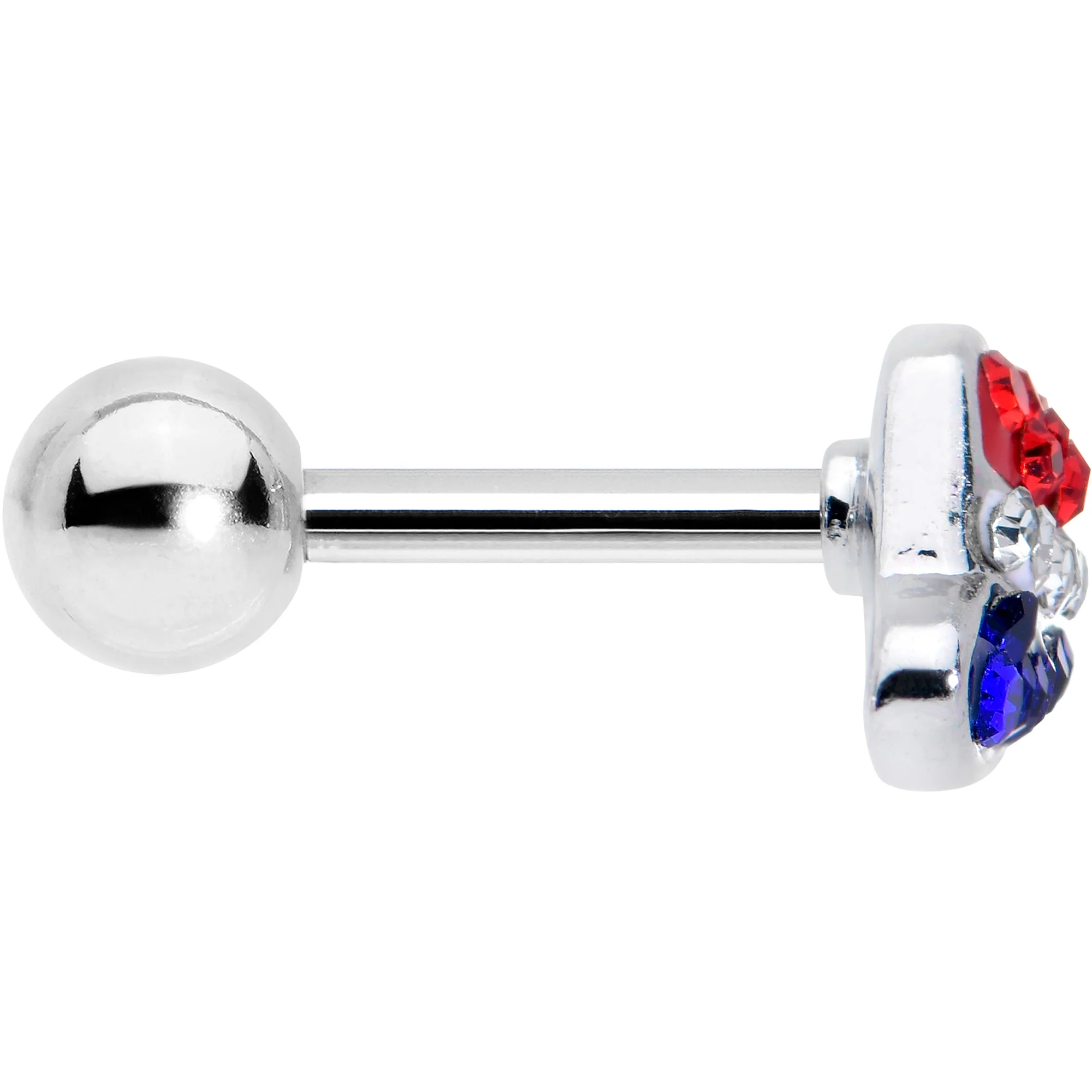 16G 1/4 Red Blue Clear Gem Patriotic Hat Cartilage Tragus Earring - Image 3