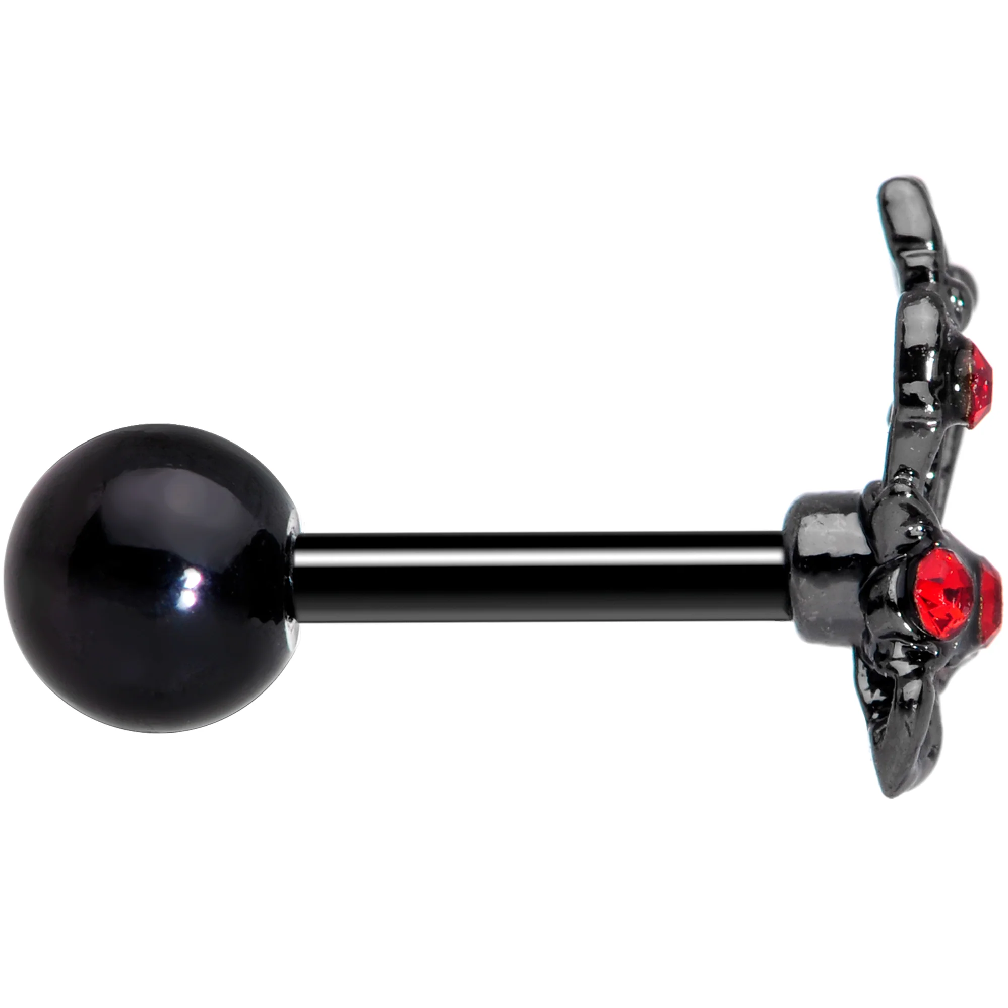 16G 1/4 Red Gem Black Skeleton Hand Halloween Cartilage Tragus - Image 3