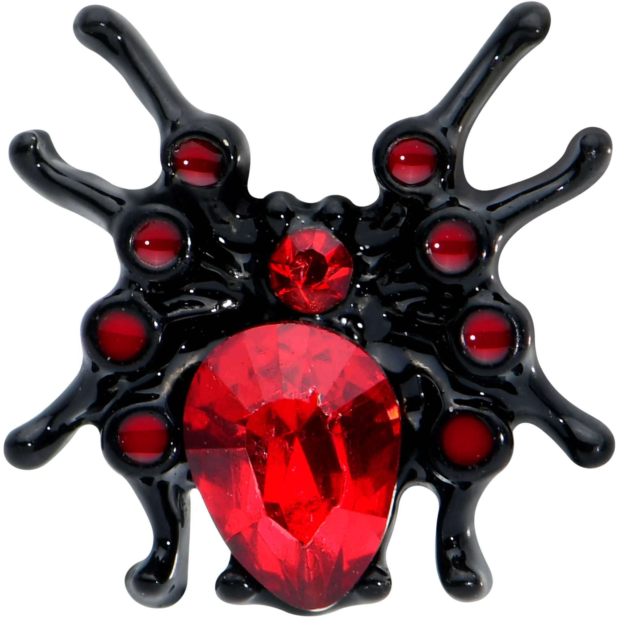 16G 1/4 Red Gem Black Spider Halloween Cartilage Tragus Earring - Image 2