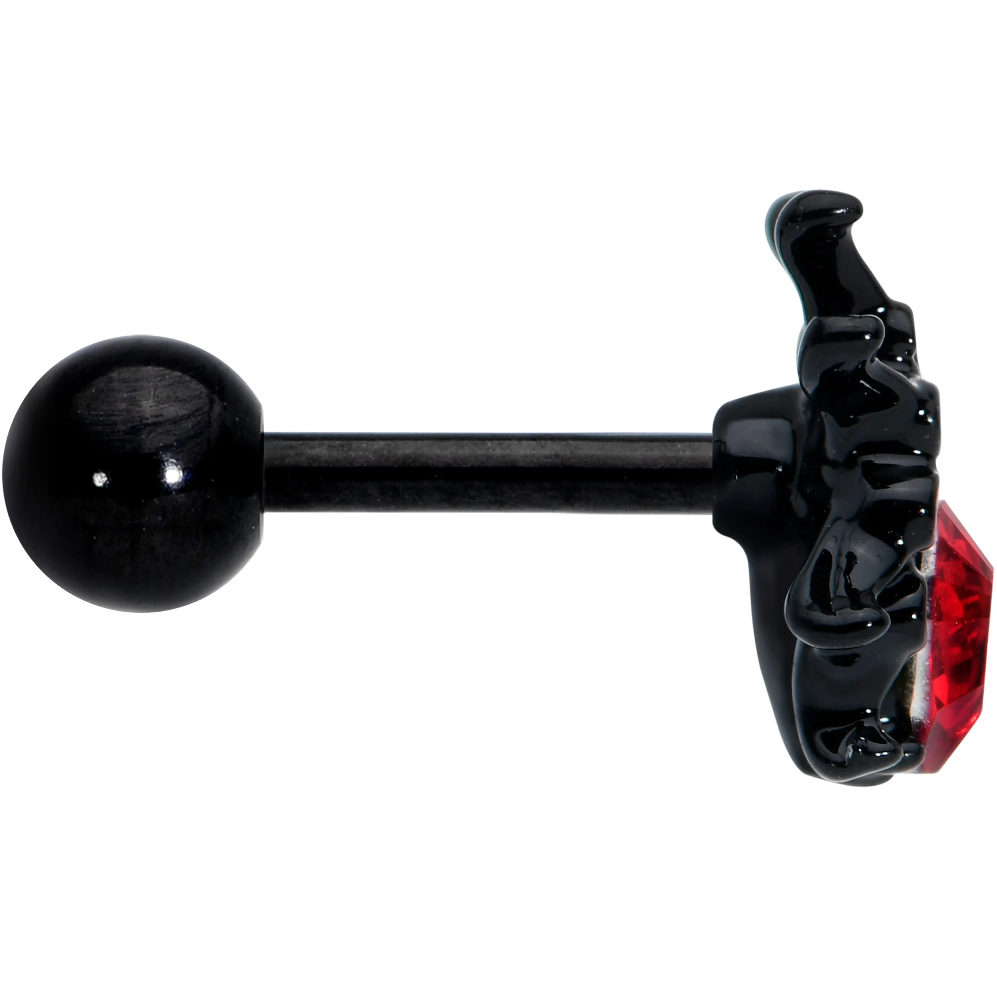 16G 1/4 Red Gem Black Spider Halloween Cartilage Tragus Earring - Image 3