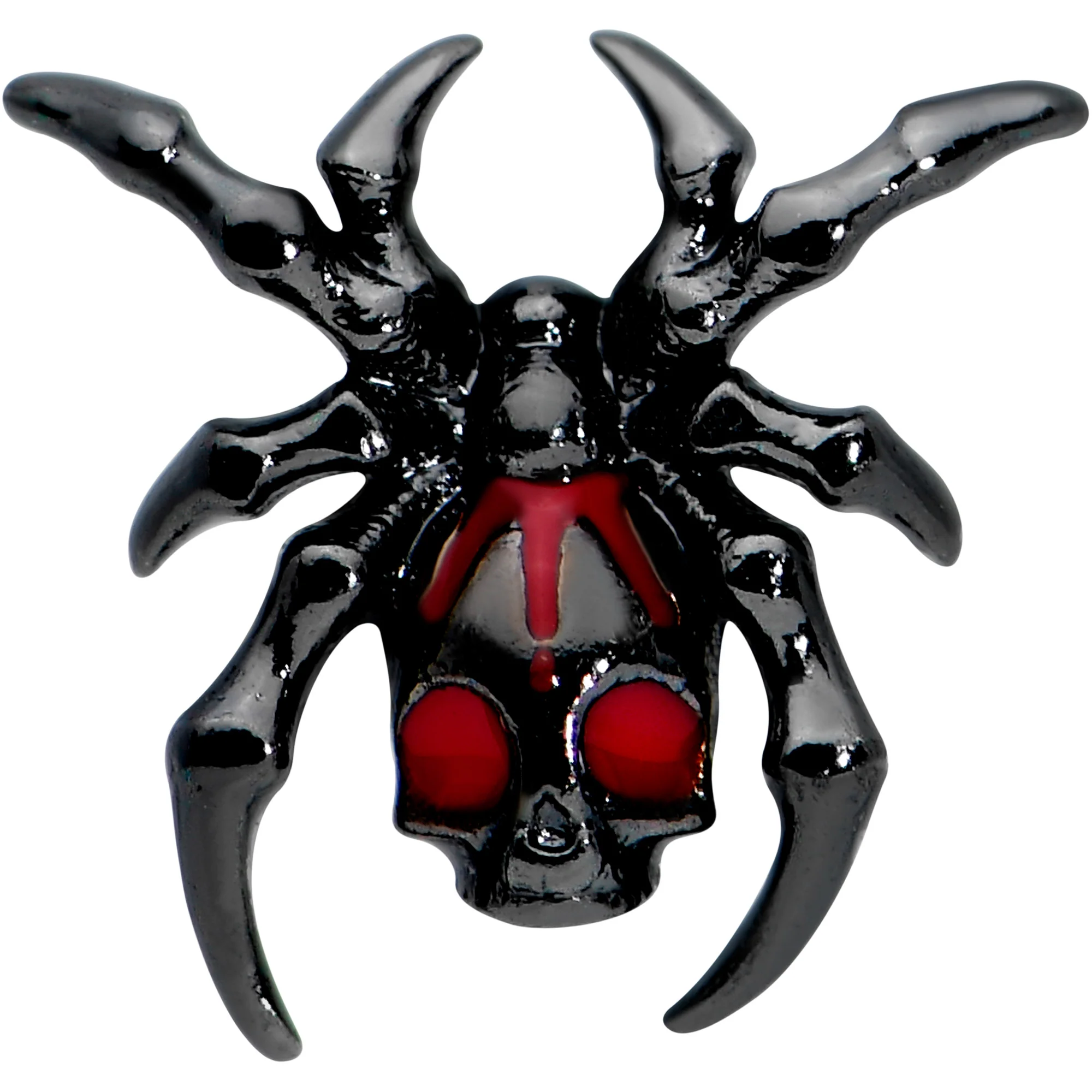 16G 1/4 Red Gem Black Spider Skull Halloween Cartilage Tragus - Image 2