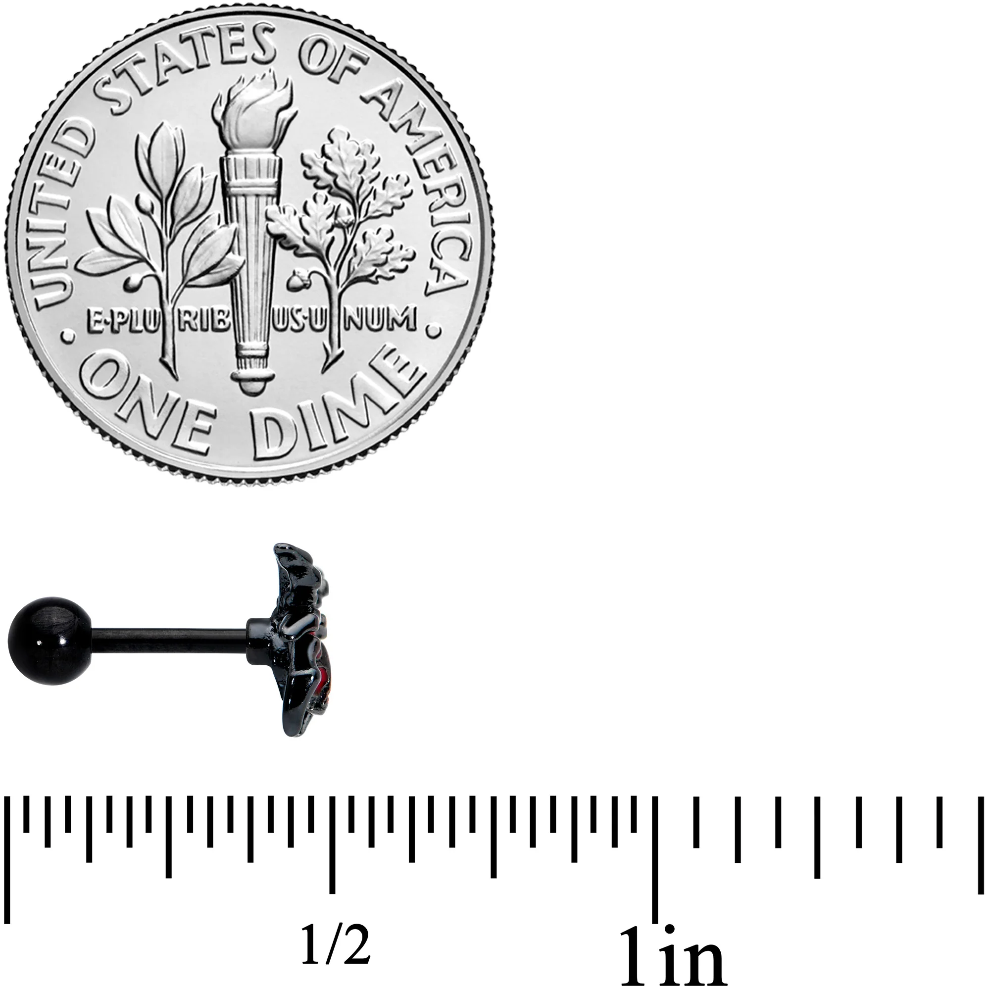 16G 1/4 Red Gem Black Spider Skull Halloween Cartilage Tragus - Image 4