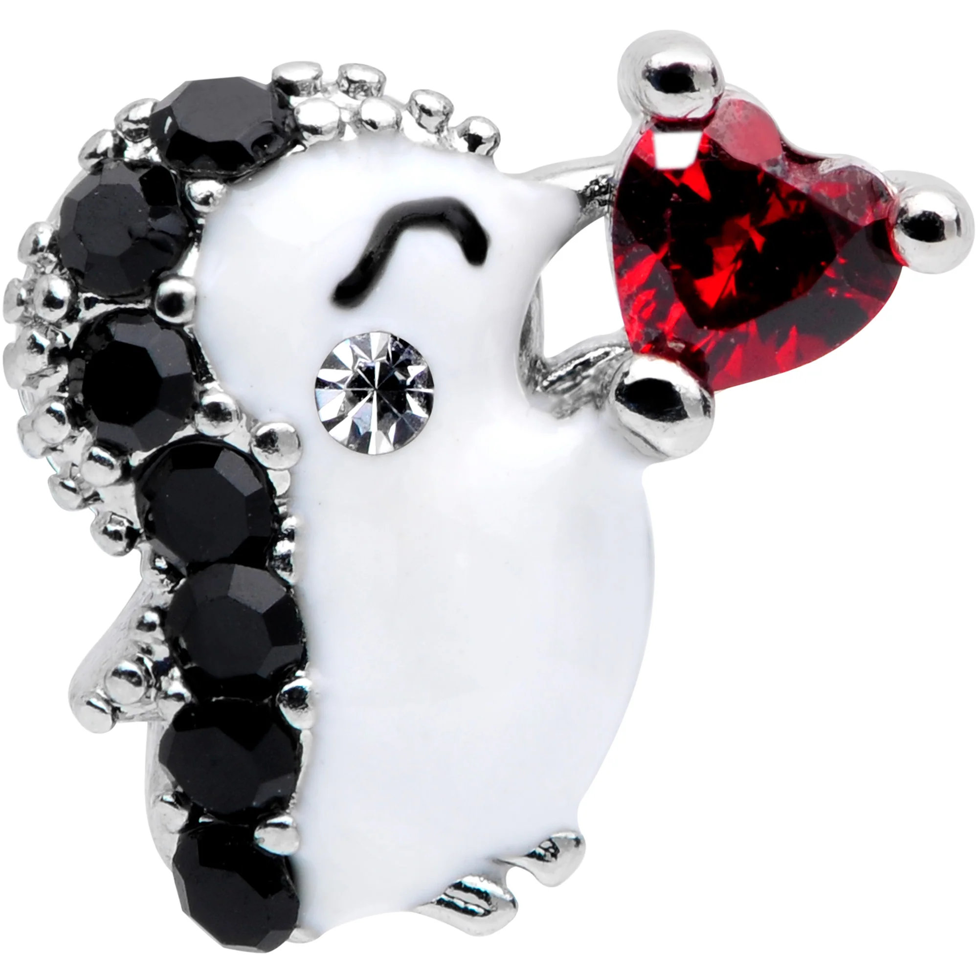 16G 1/4 Red Gem Penguin Heart Valentines Day Cartilage Tragus - Image 2