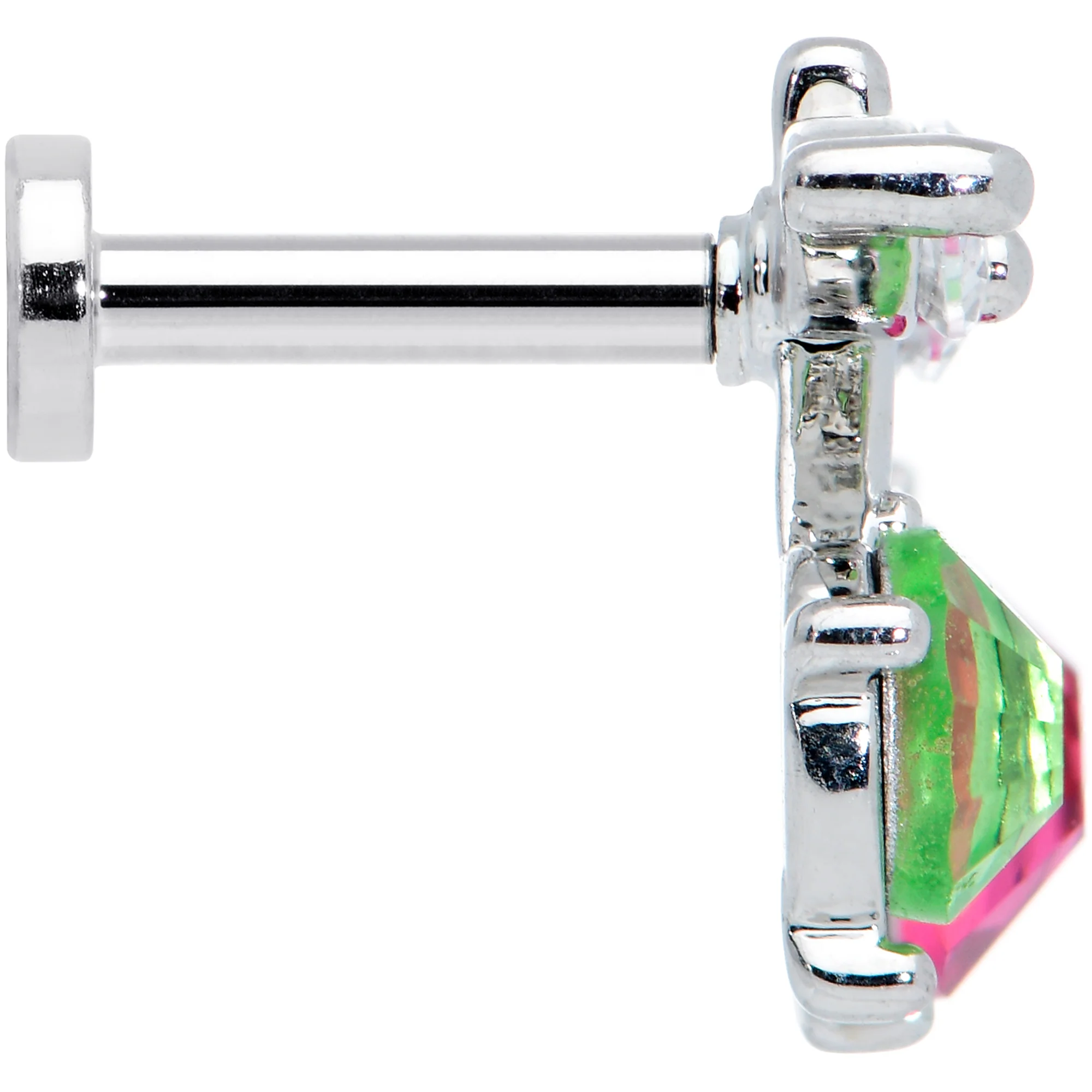 16G 1/4 Red Green CZ Gem Internal Thread Cherries Labret Tragus - Image 3