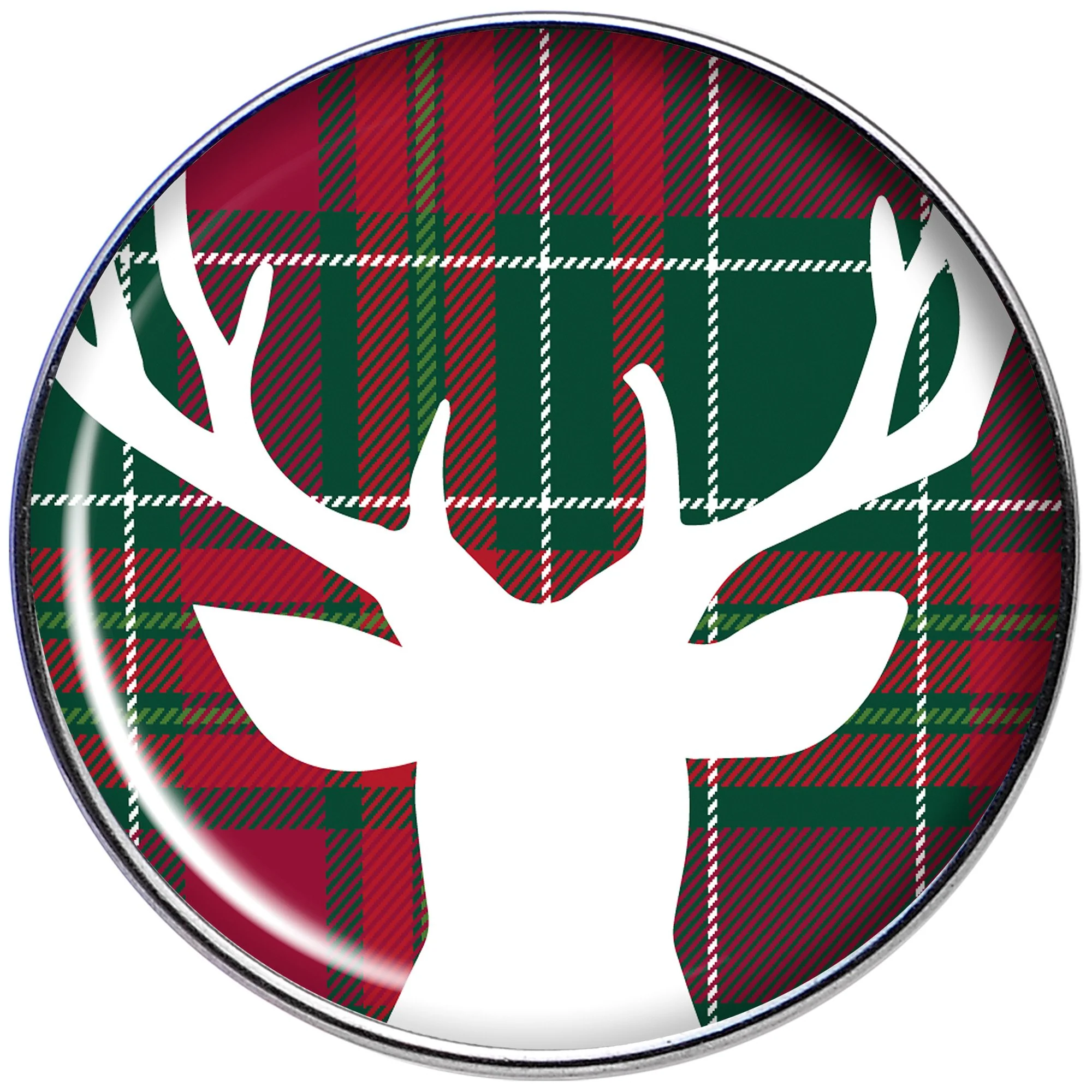 16G 1/4 Red Green Plaid Reindeer Tragus Cartilage Earring - Image 2