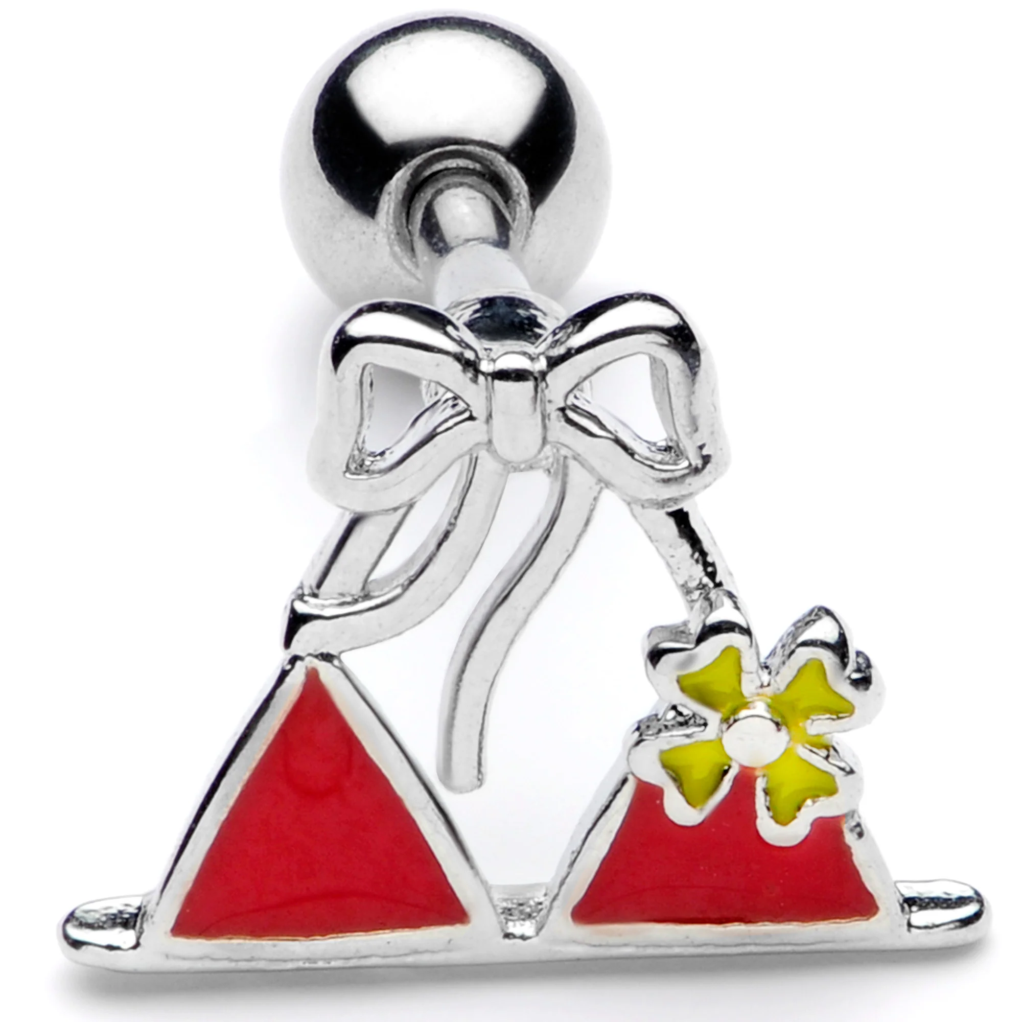 16G 1/4 Red Itty Bitty Bikini Cartilage Tragus Earring - Image 2