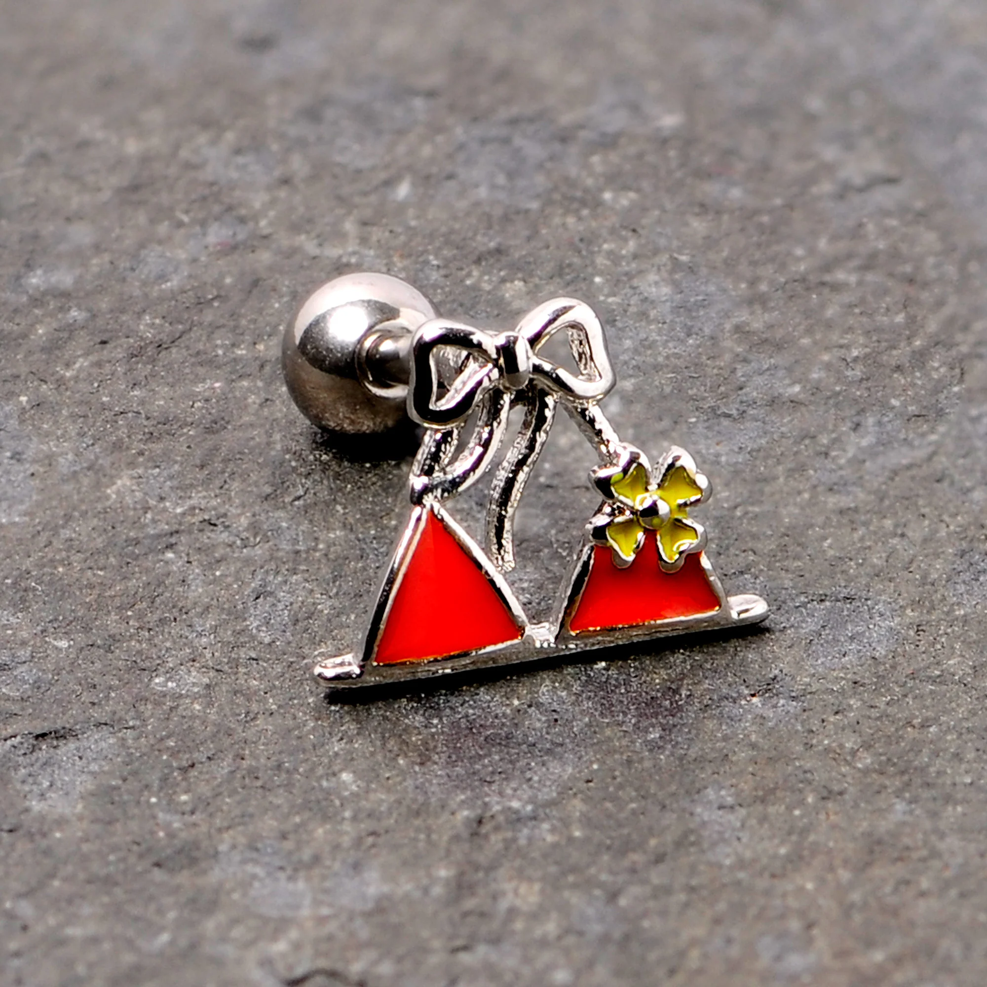 16G 1/4 Red Itty Bitty Bikini Cartilage Tragus Earring - Image 3