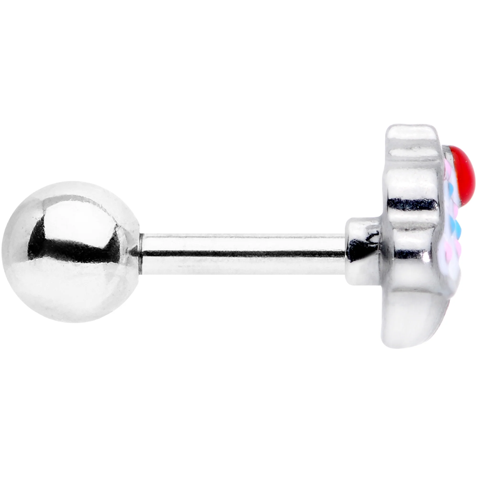 16G 1/4 Red White Sprinkle Cherry Cupcake Cartilage Tragus - Image 3