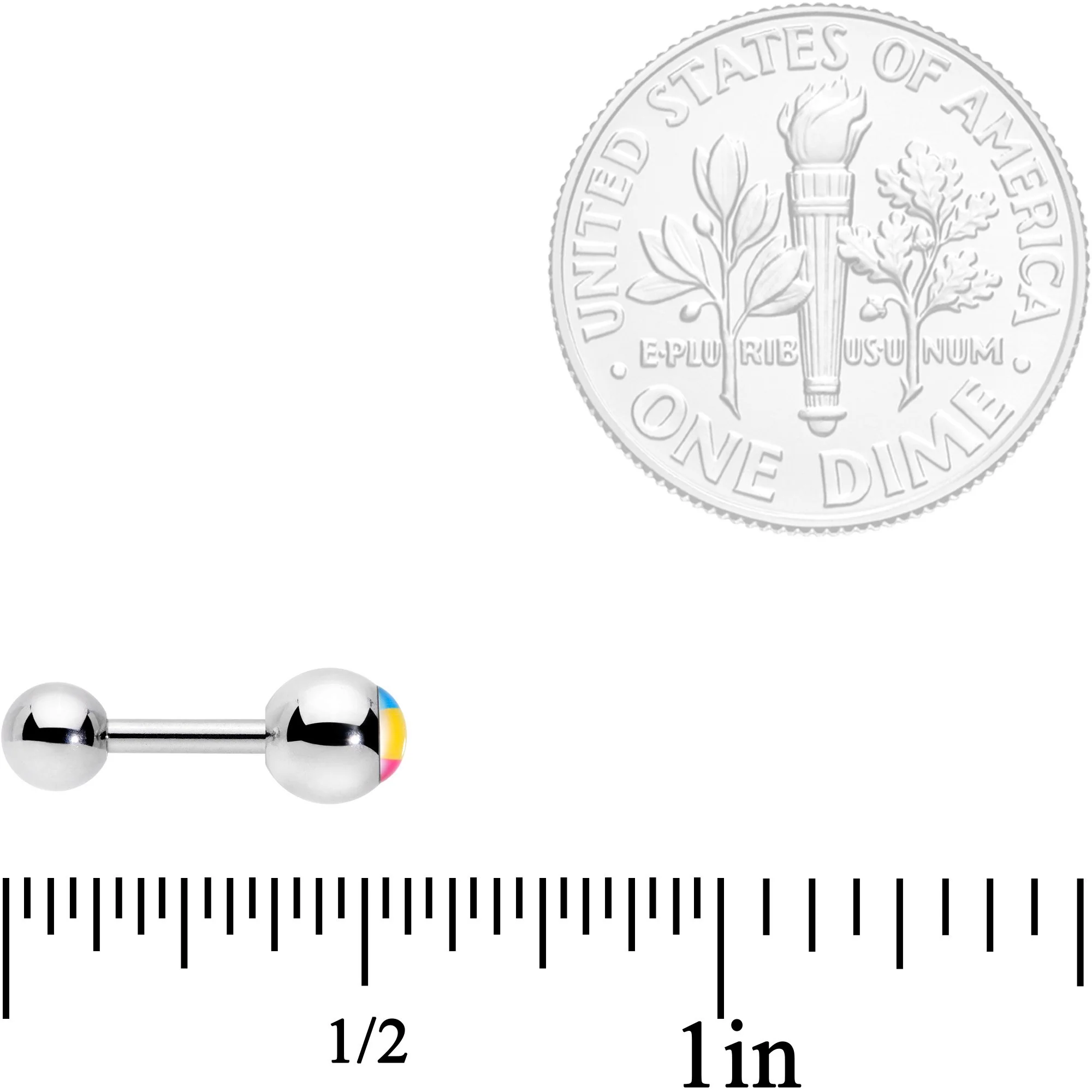16G 1/4 Red Yellow Blue Pansexual Pride Flag Cartilage Tragus - Image 4