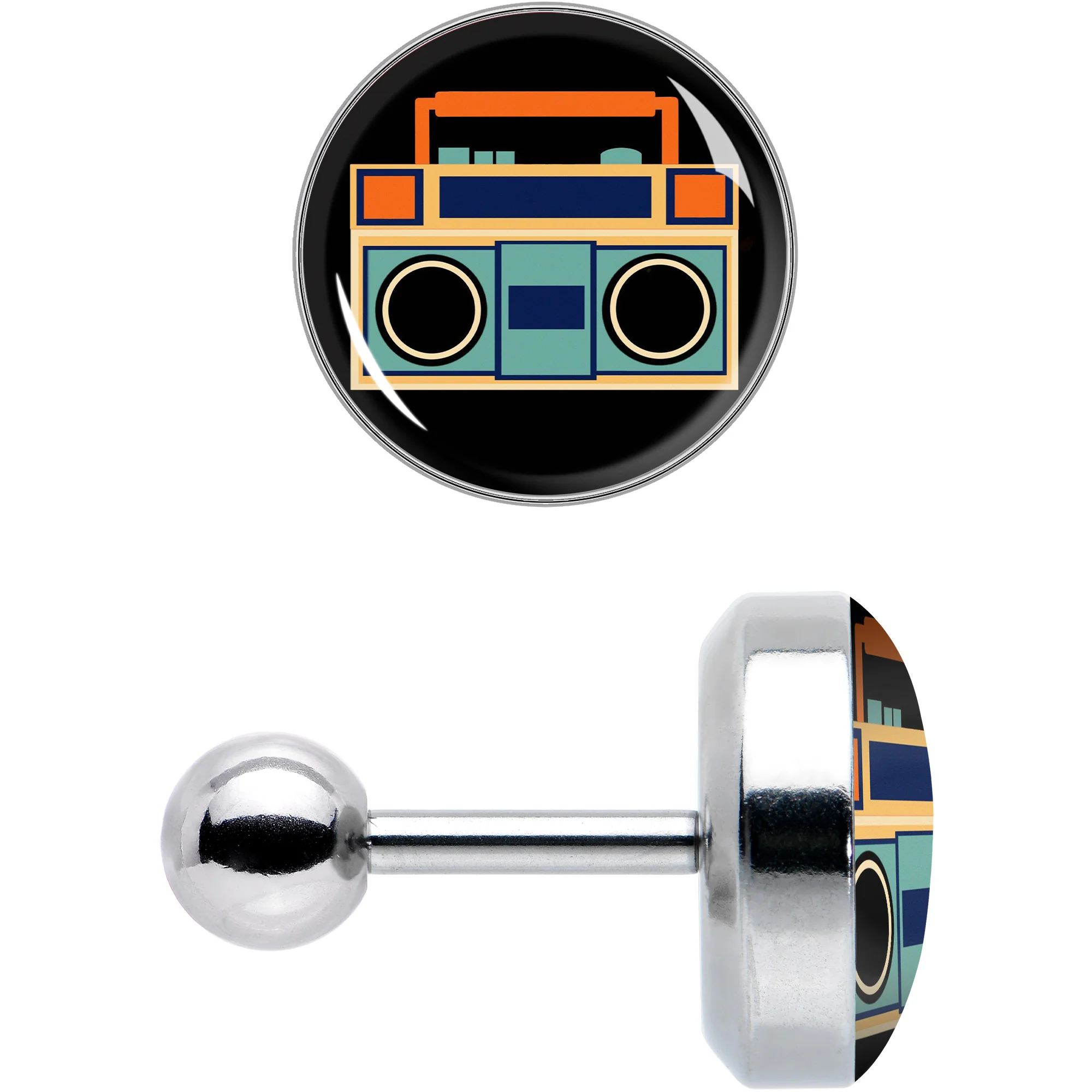 16G 1/4 Retro Boombox Cartilage Tragus Earring by Onyx O - Image 2