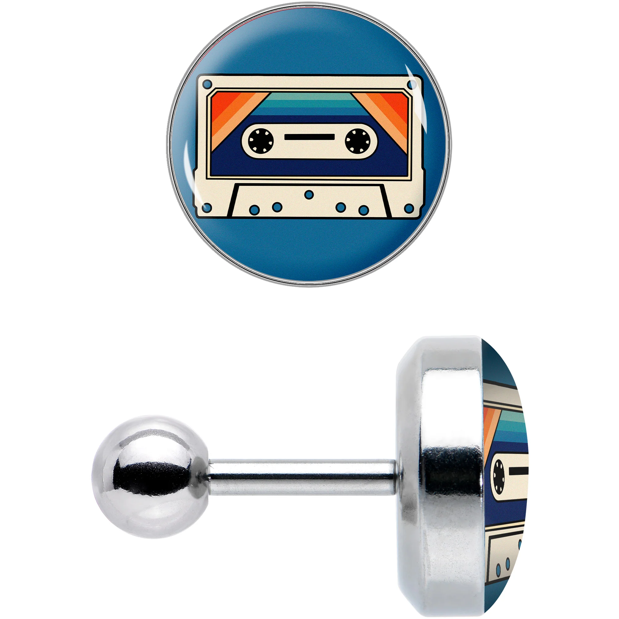 16G 1/4 Retro Cassette Tape Cartilage Tragus Earring by Onyx O - Image 2