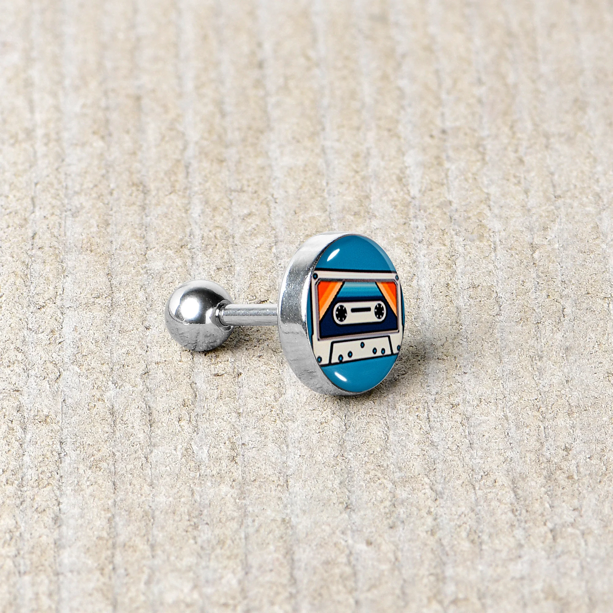 16G 1/4 Retro Cassette Tape Cartilage Tragus Earring by Onyx O - Image 5