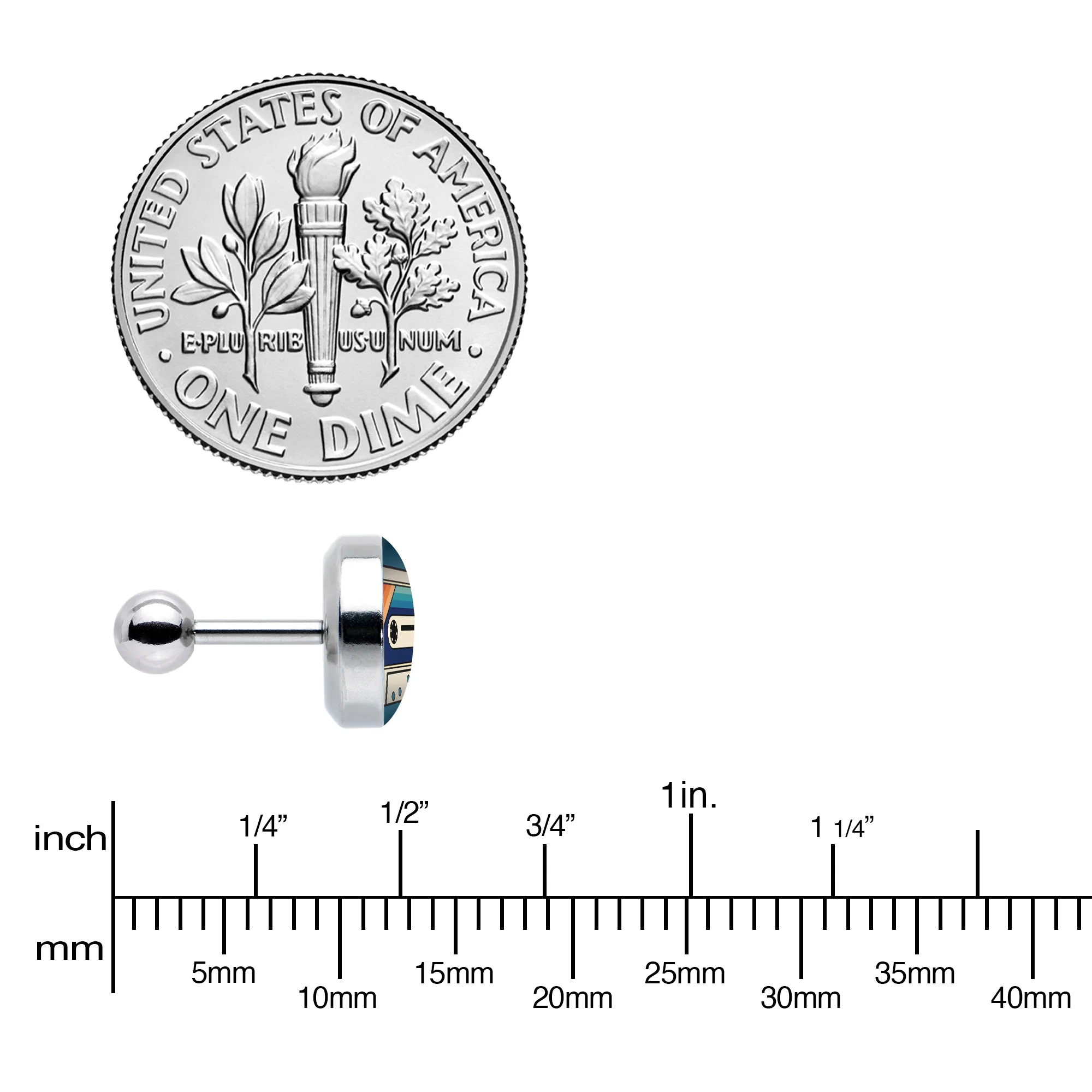 16G 1/4 Retro Cassette Tape Cartilage Tragus Earring by Onyx O - Image 8
