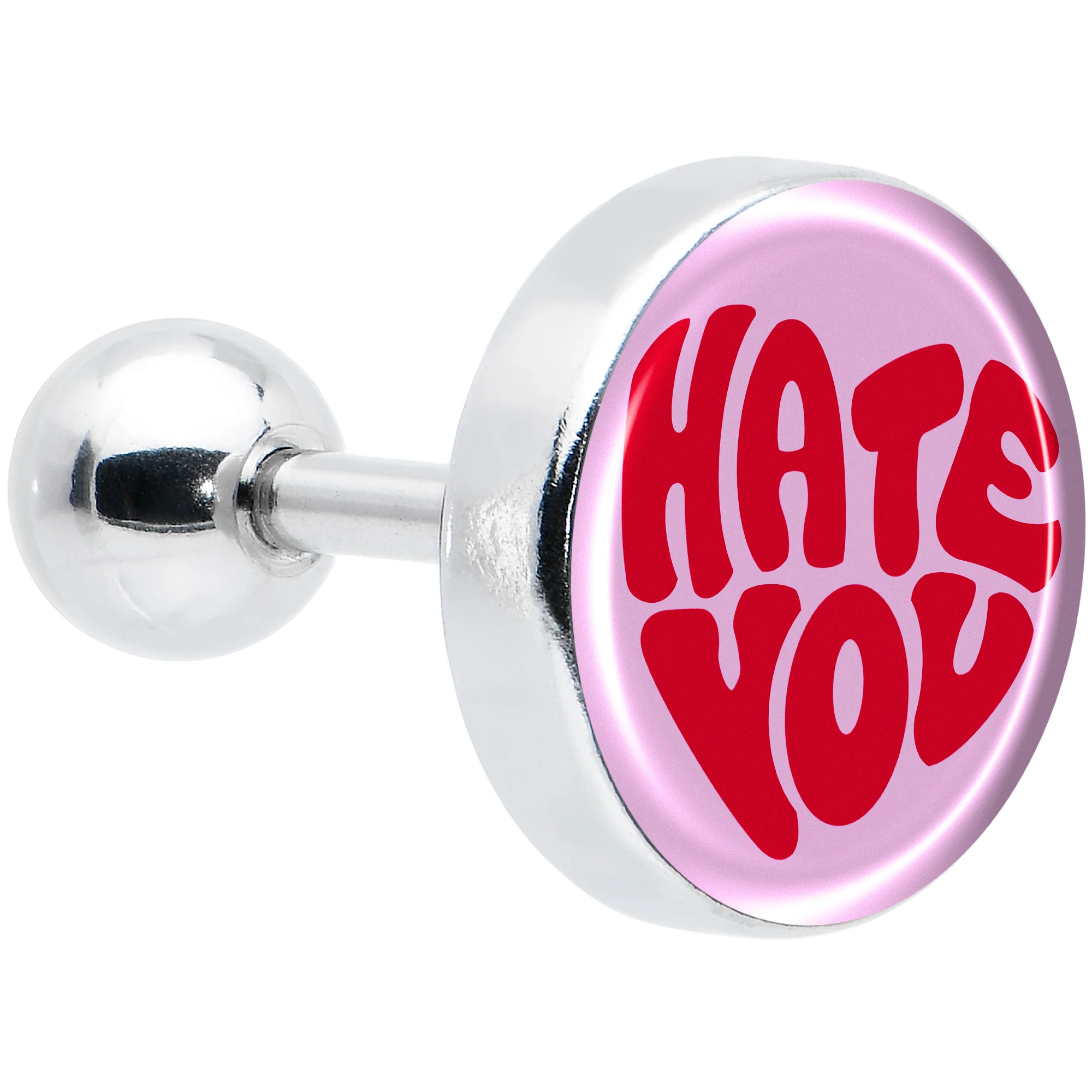 16G 1/4 Retro Text Hate You Tragus Cartilage Earring by Onyx O