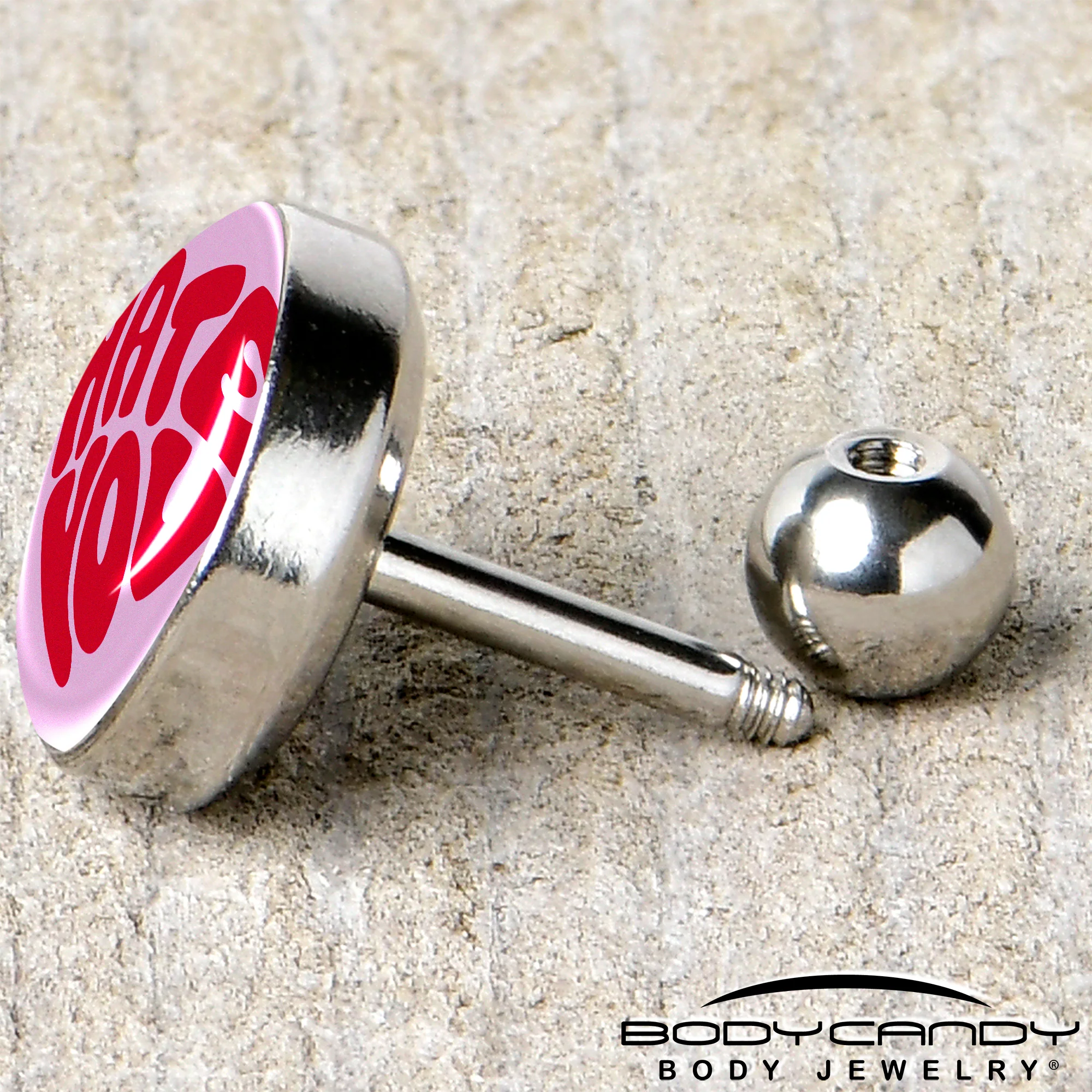 16G 1/4 Retro Text Hate You Tragus Cartilage Earring by Onyx O - Image 5