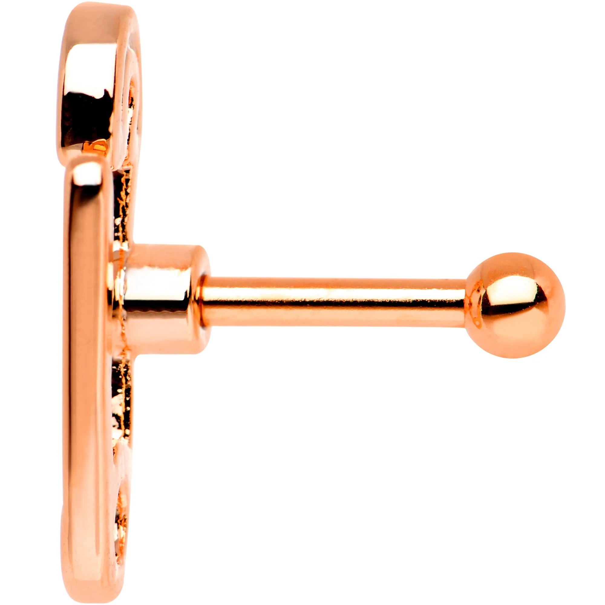 16G 1/4 Rose Gold PVD Open Safety Pin Tragus Cartilage Earring - Image 3