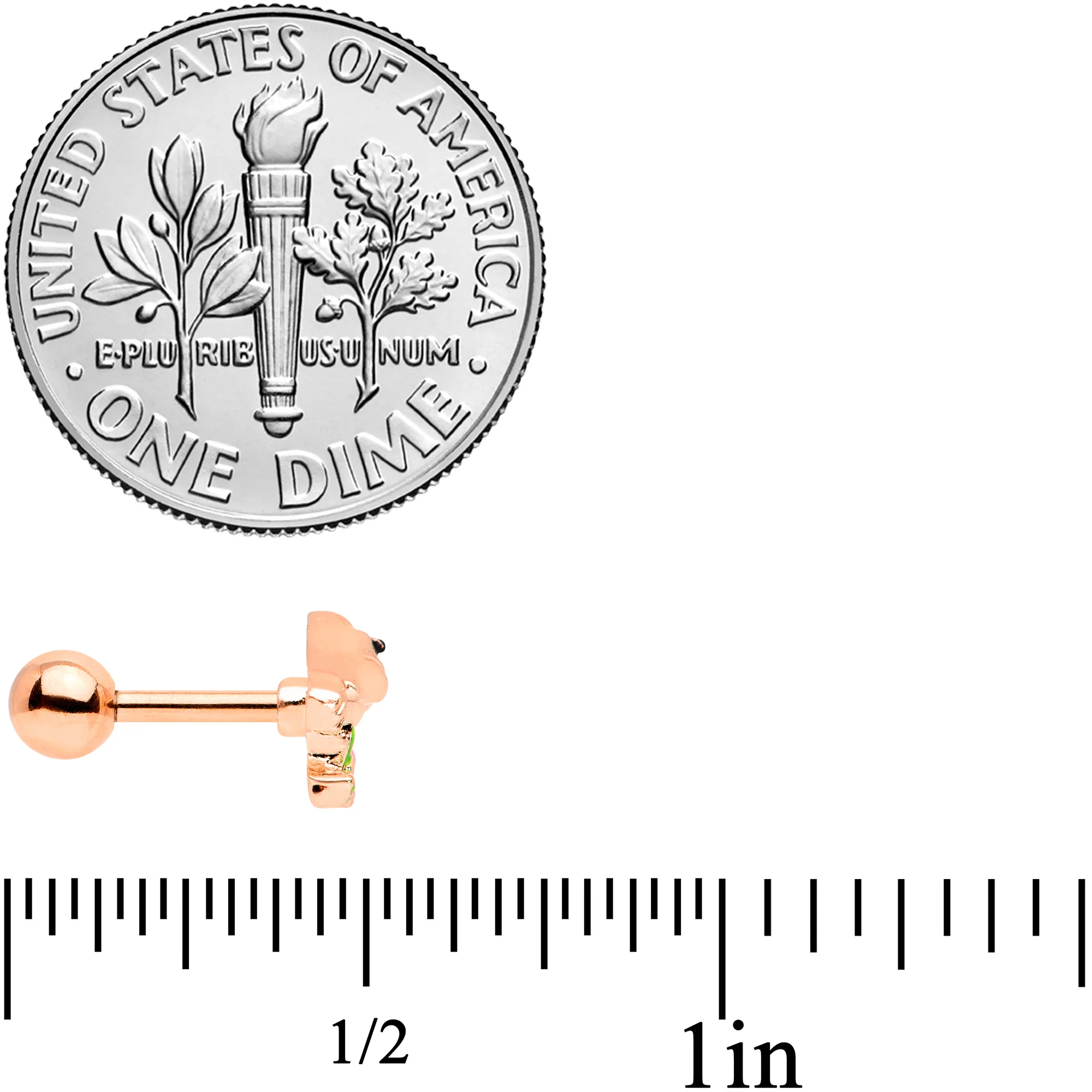 16G 1/4 Rose Gold Tone Bird Pink Flower Cartilage Tragus - Image 4
