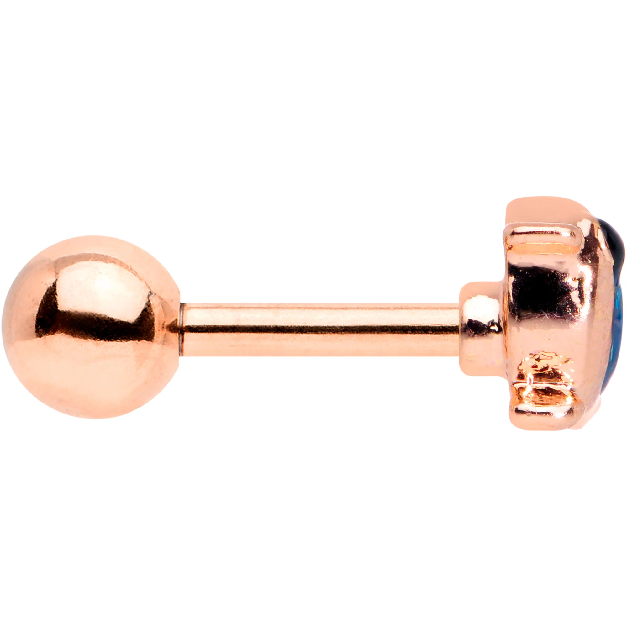16G 1/4 Rose Gold Tone Blue Bird Cartilage Tragus Earring - Image 3