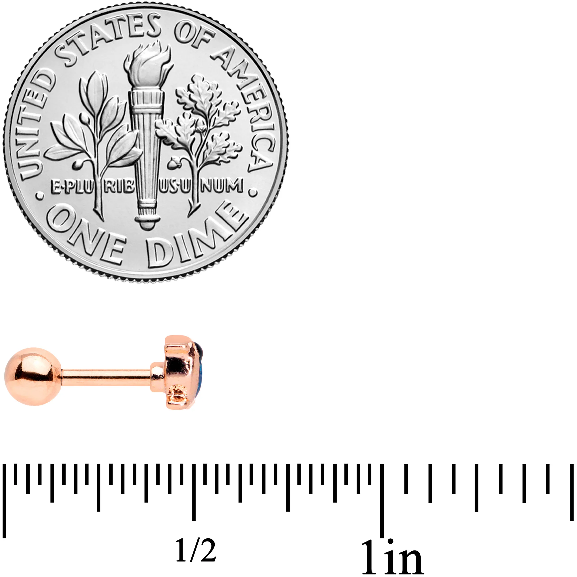 16G 1/4 Rose Gold Tone Blue Bird Cartilage Tragus Earring - Image 4