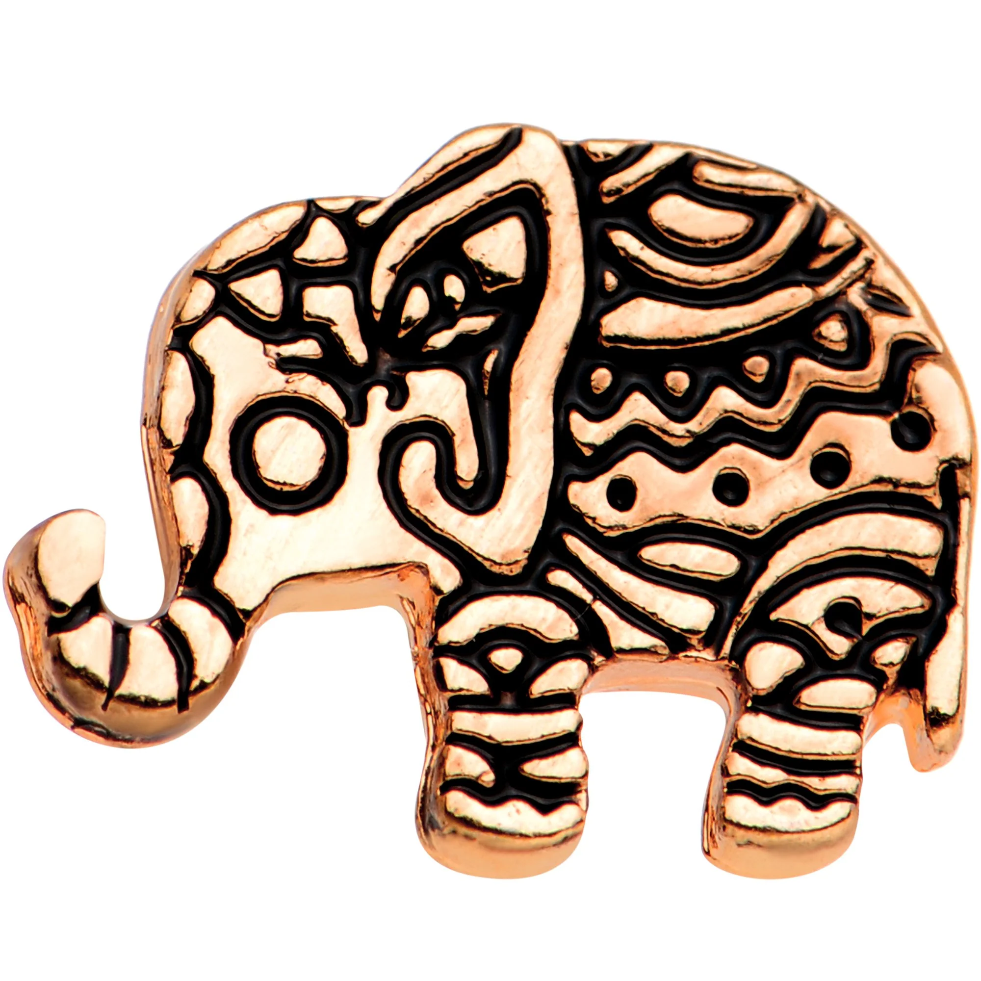 16G 1/4 Rose Gold Tone Boho Elephant Tragus Cartilage Earring - Image 2