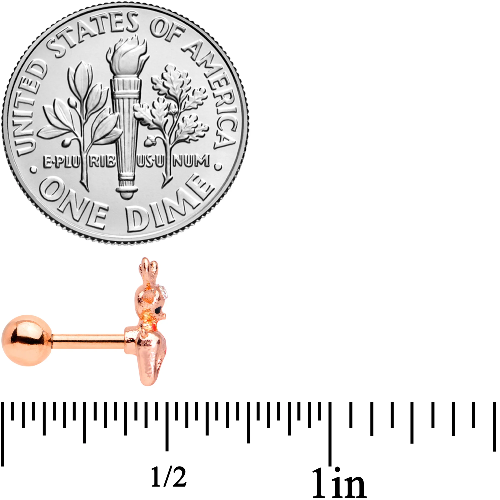 16G 1/4 Rose Gold Tone Deco Christmas Cartilage Tragus Set of 3 - Image 5