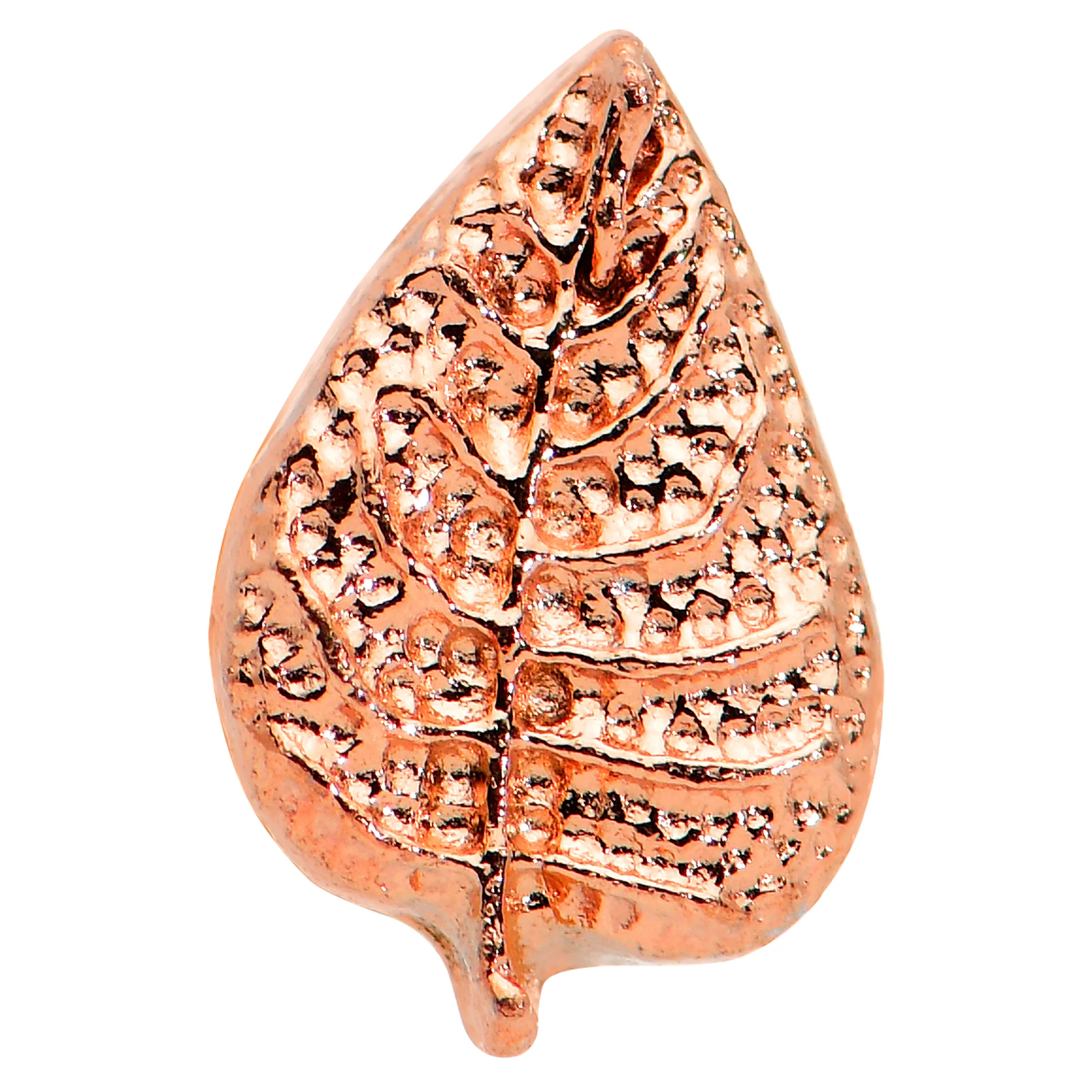 16G 1/4 Rose Gold Tone Fall Texture Leaf Cartilage Tragus Earring - Image 2