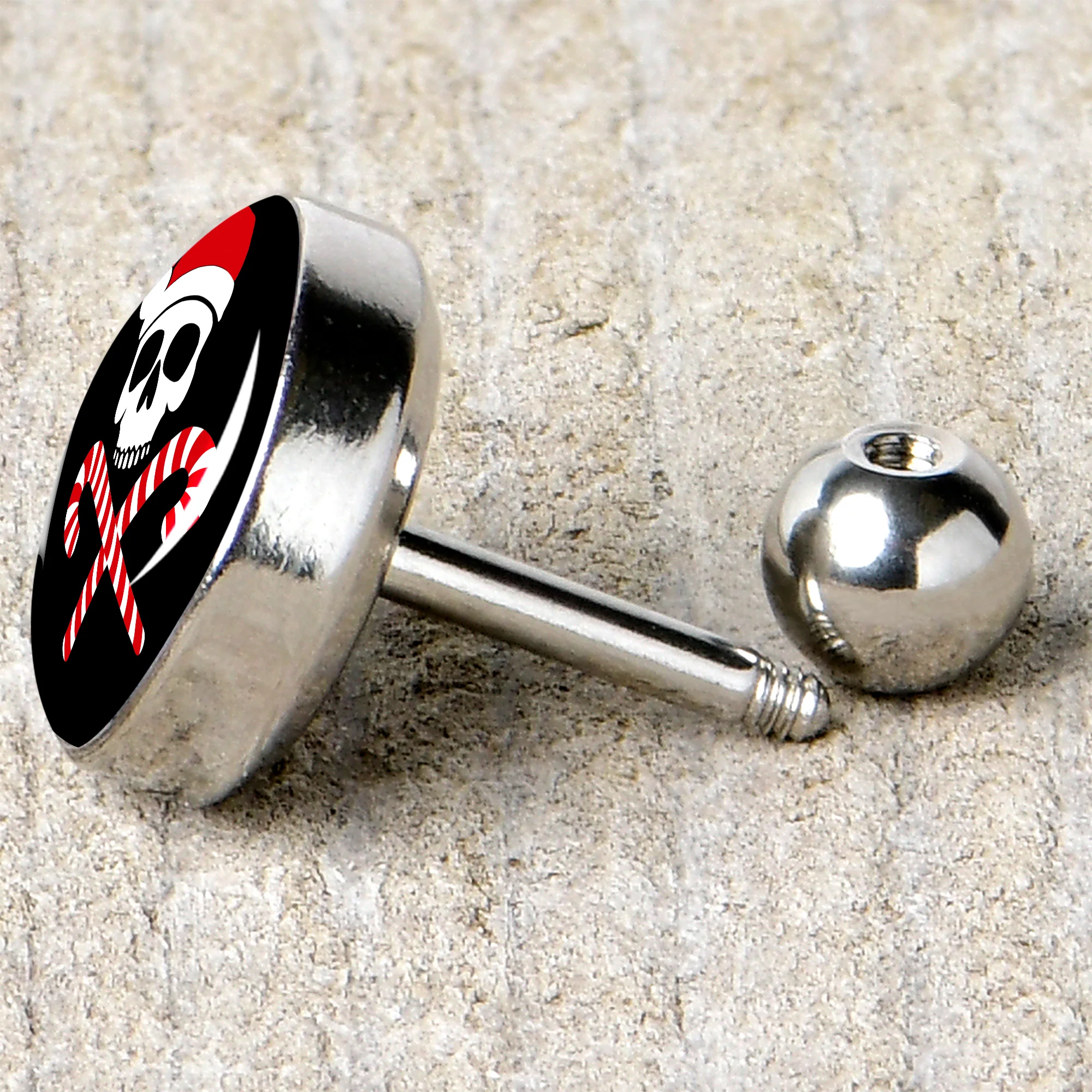 16G 1/4 Santa Pirate Candy Cane Tragus Cartilage Earring by Onyx O - Image 5